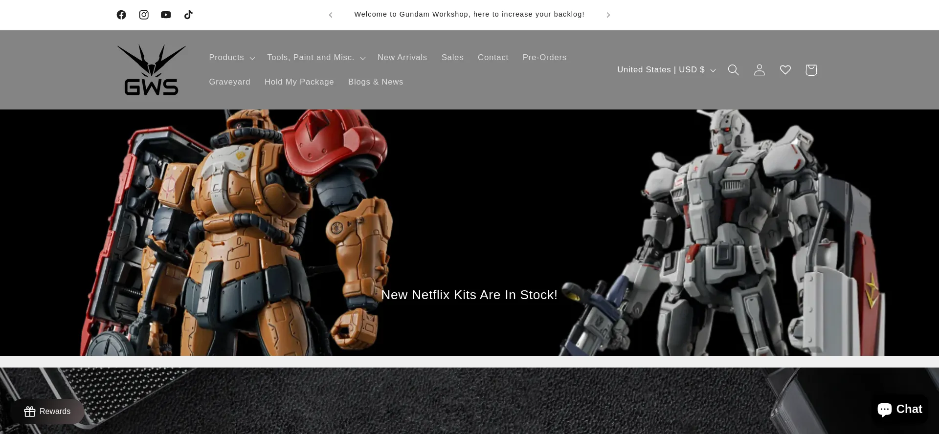 Website screenshot of Gundamworkshop.com