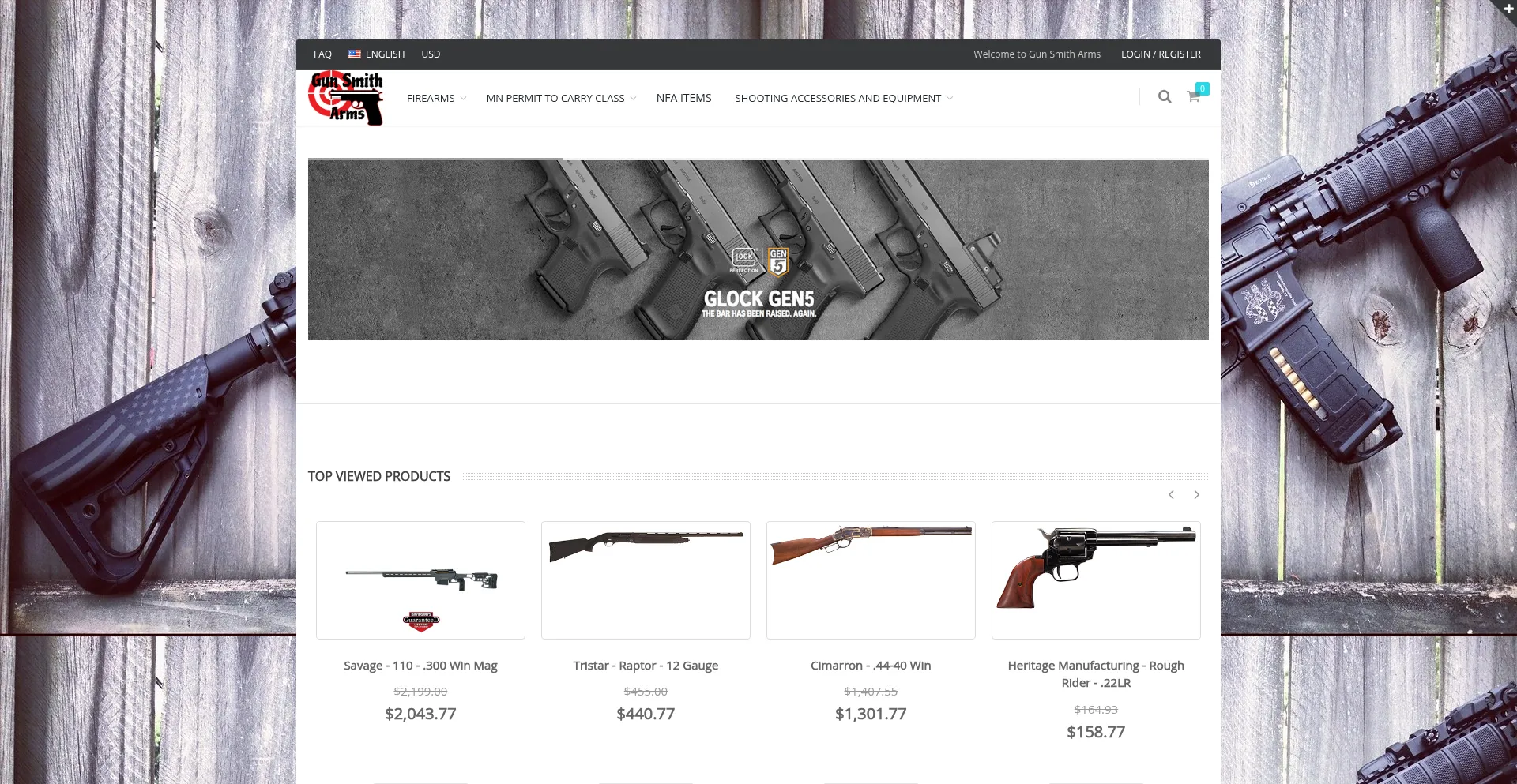 Website screenshot of Gunsmithfirearms.com