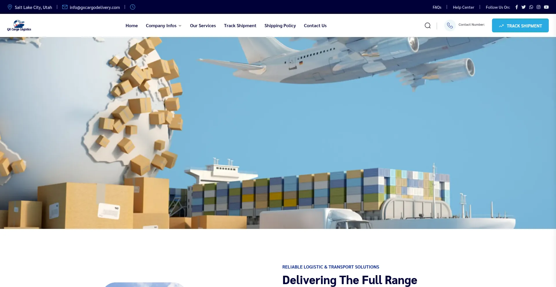 Website screenshot of Gxcargodelivery.com