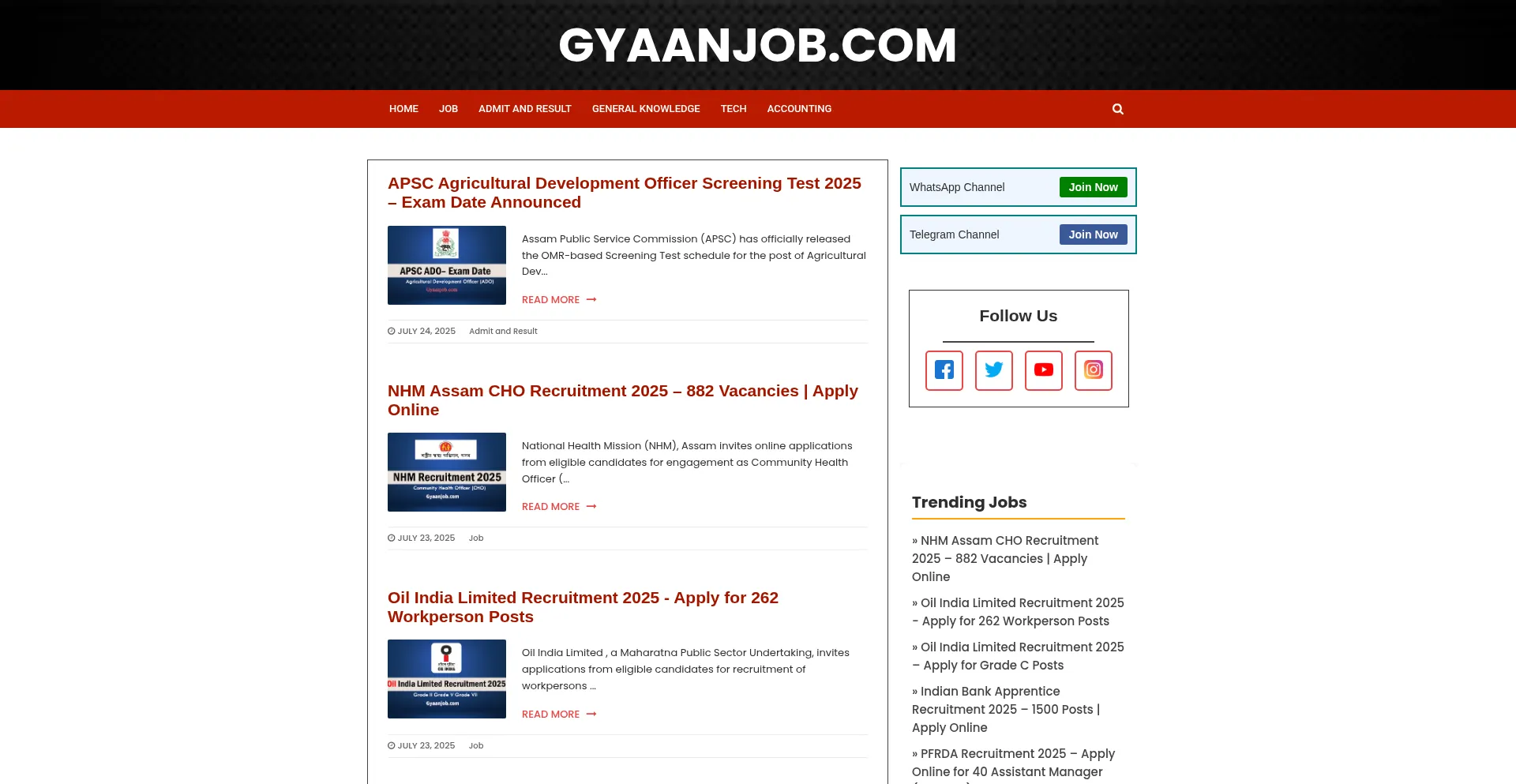 Website screenshot of Gyaanjob.com