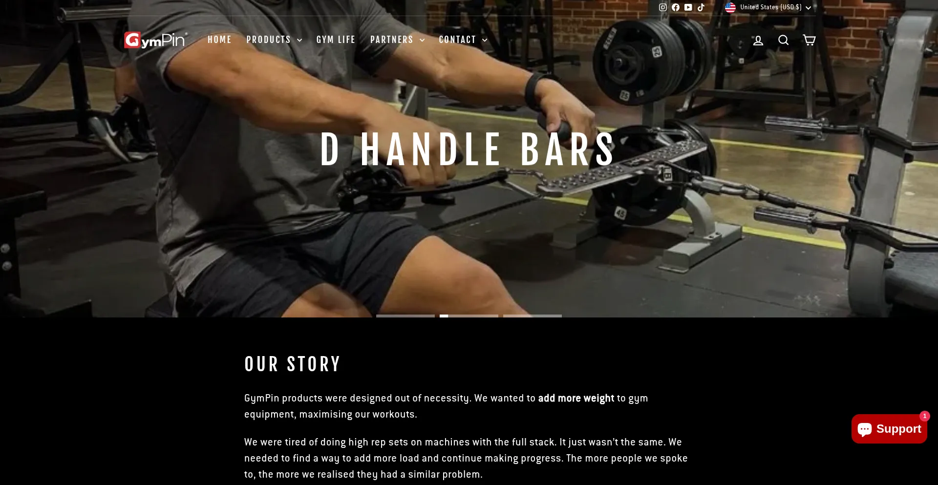 Website screenshot of Gym-pin.store
