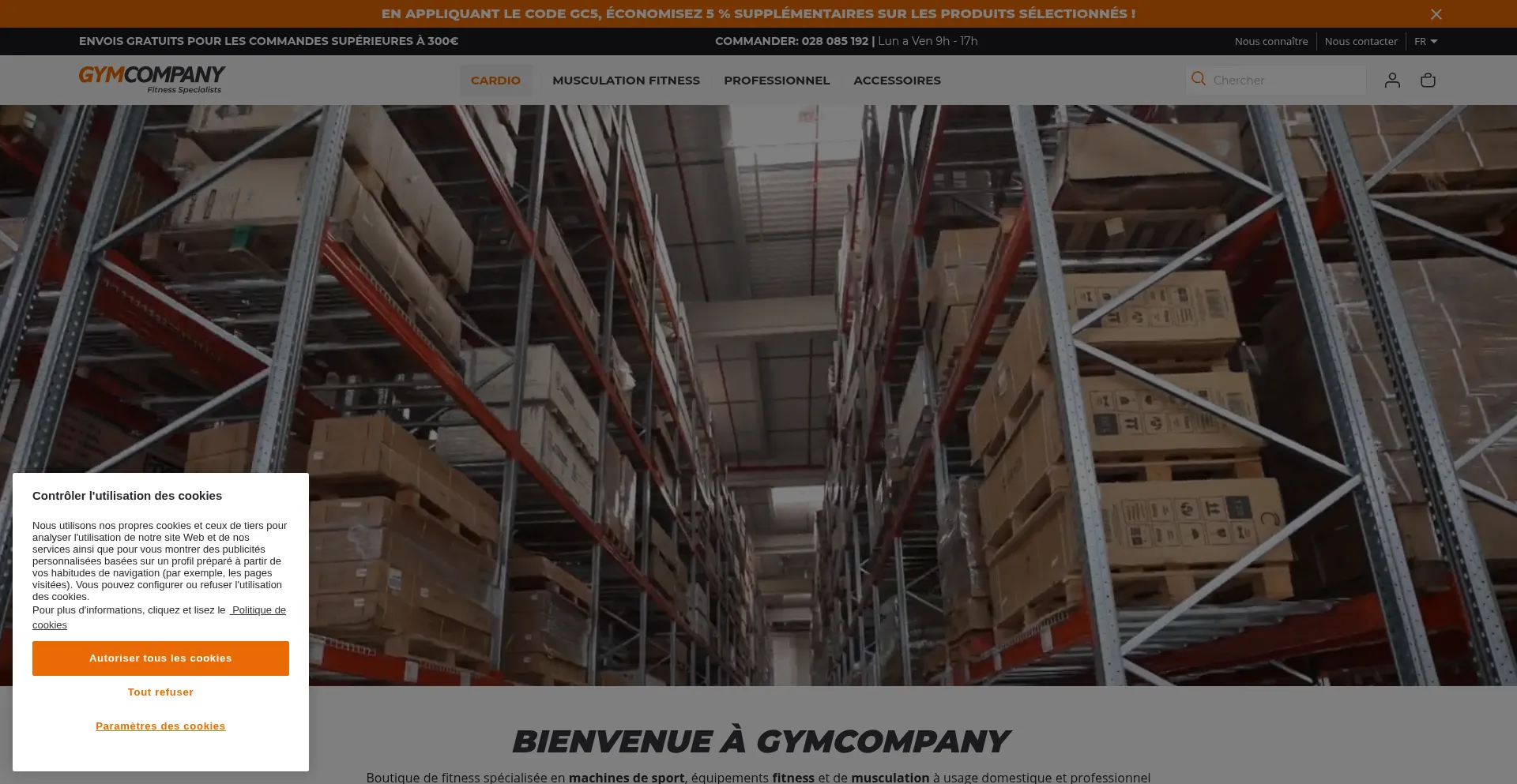 Website screenshot of Gymcompany.be