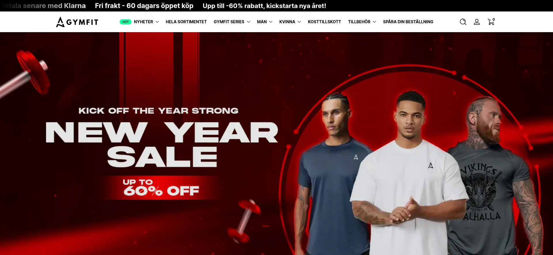 Website screenshot of Gymfit.se
