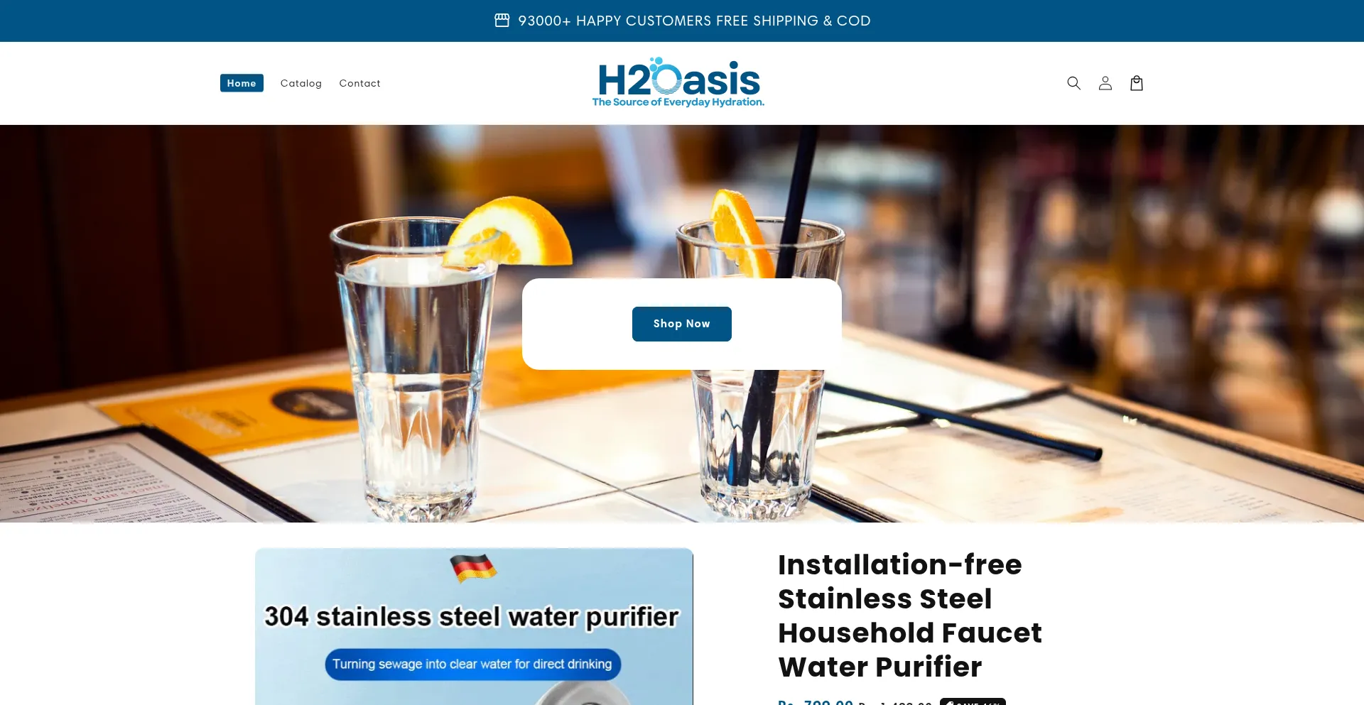 Website screenshot of H2oasis.in