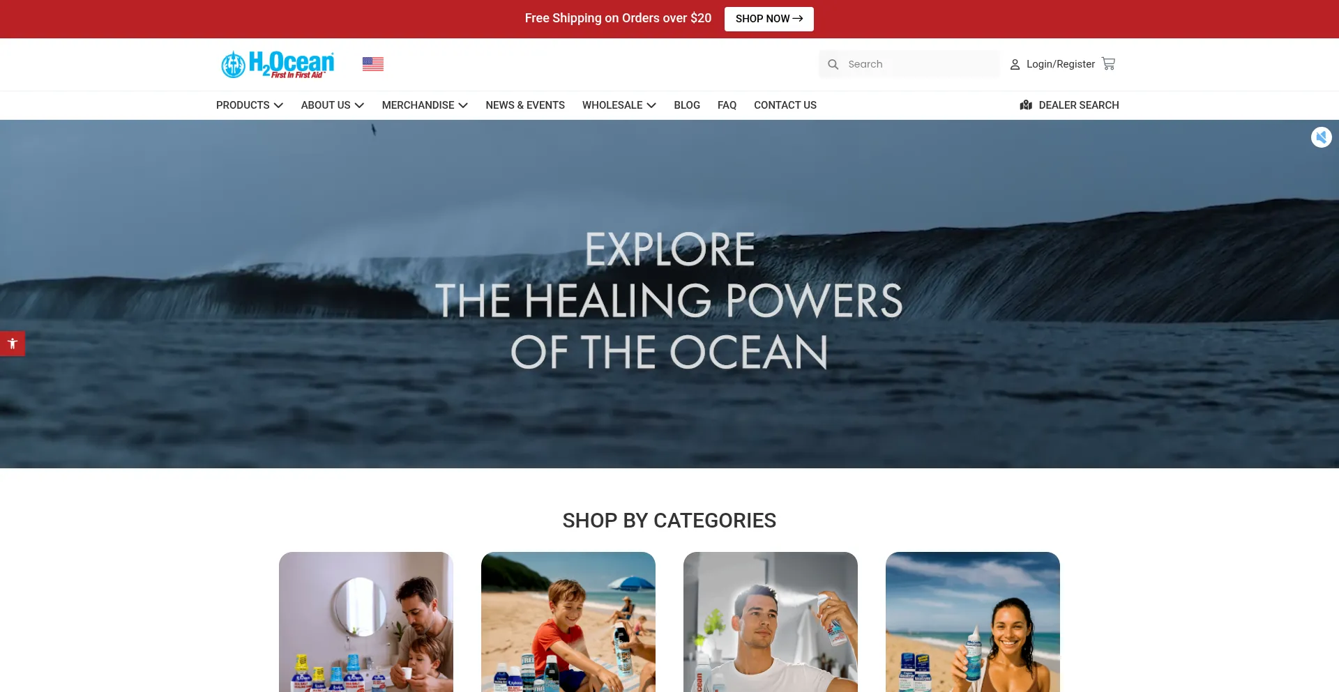 Website screenshot of H2ocean.com