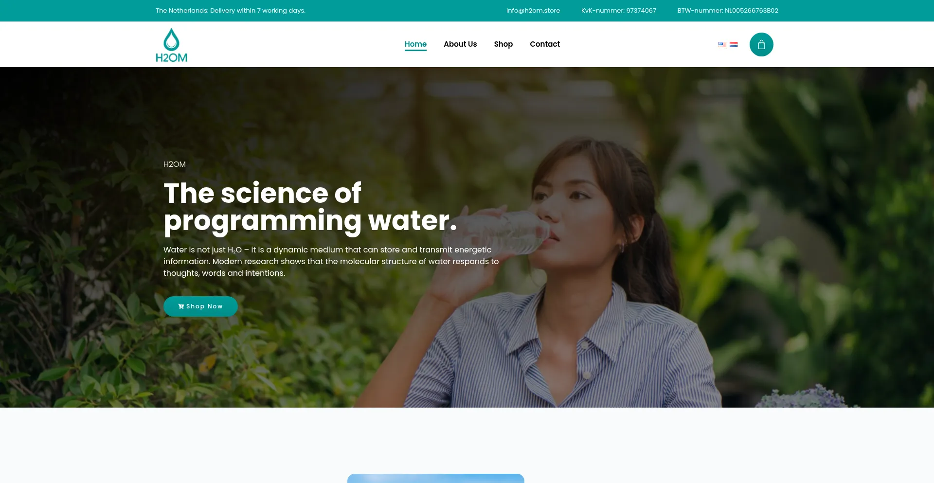 Website screenshot of H2om.store