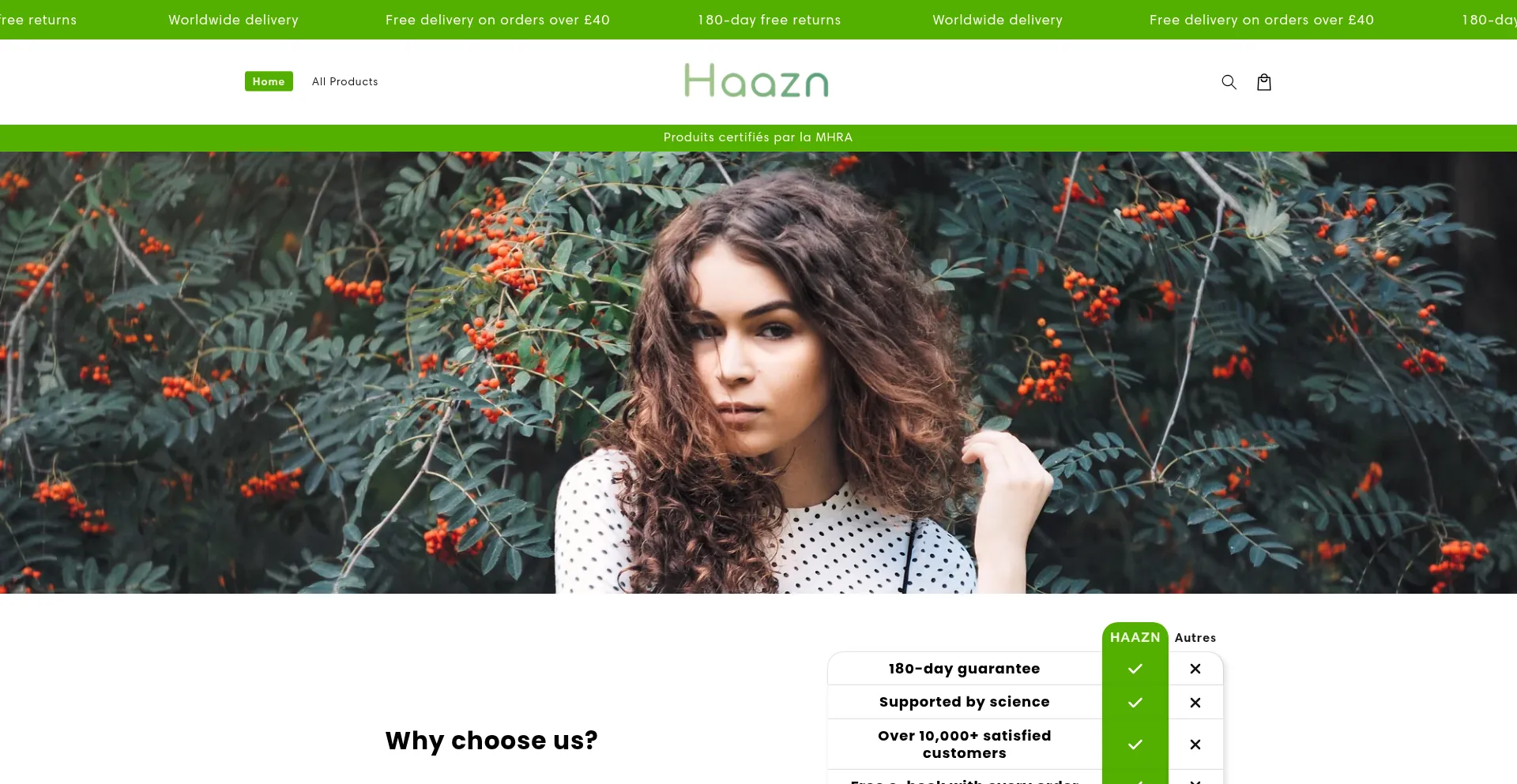 Website screenshot of Haazn.com
