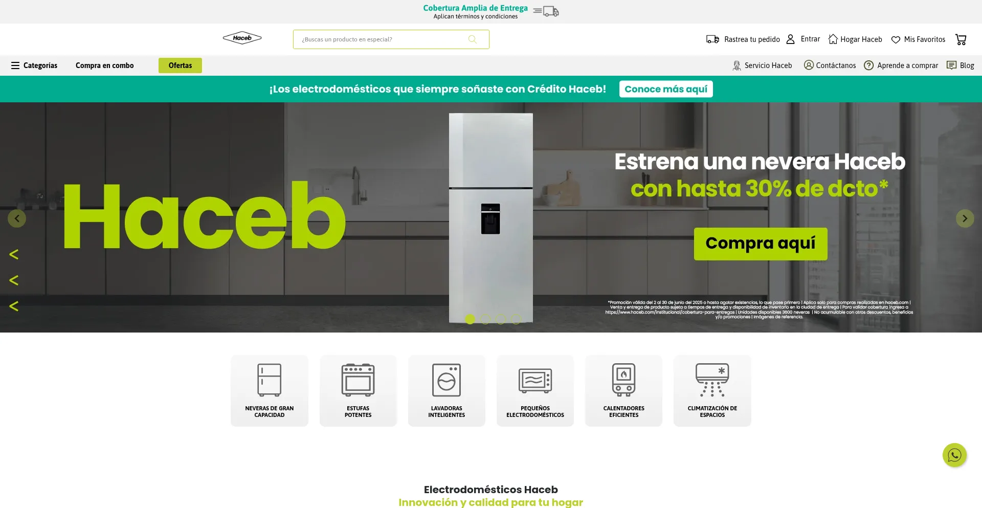 Website screenshot of Haceb.com