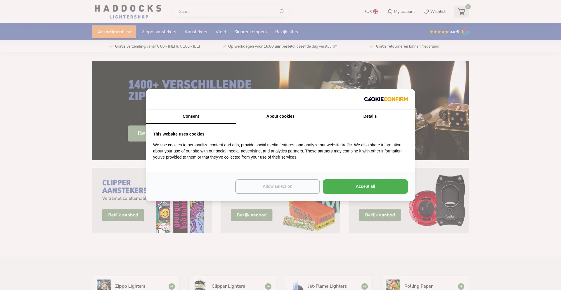 Haddockslightershop.com Screenshot