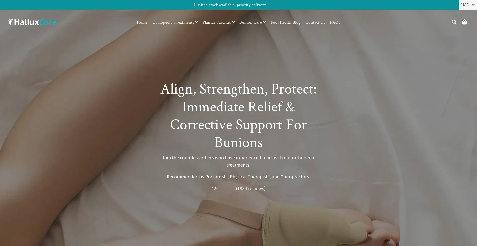 Website screenshot of Halluxcare.com