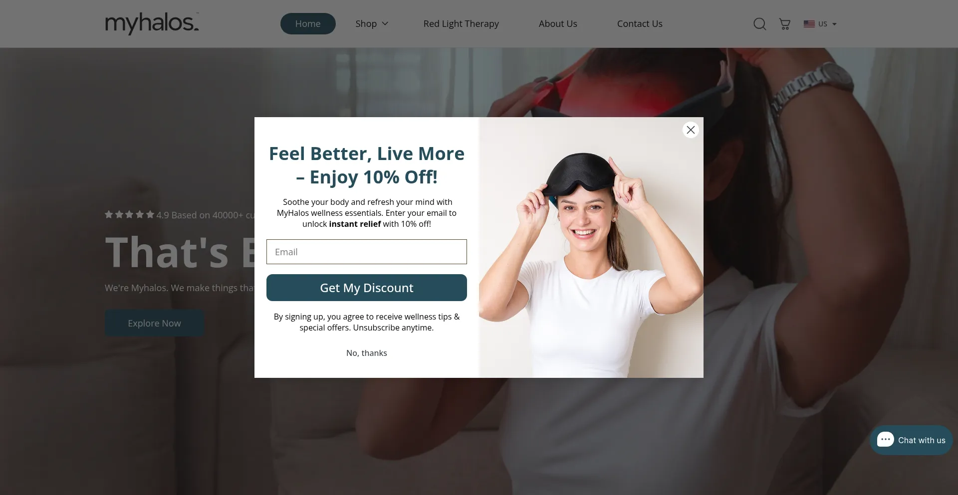 Website screenshot of Haloshealth.com