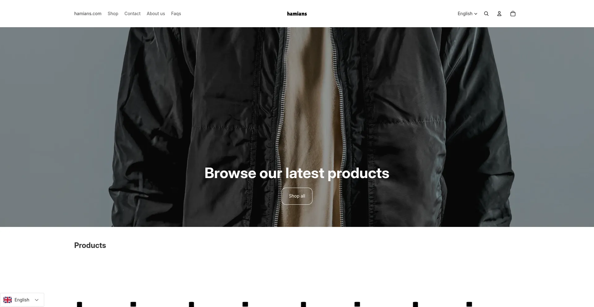 Website screenshot of Hamians.com