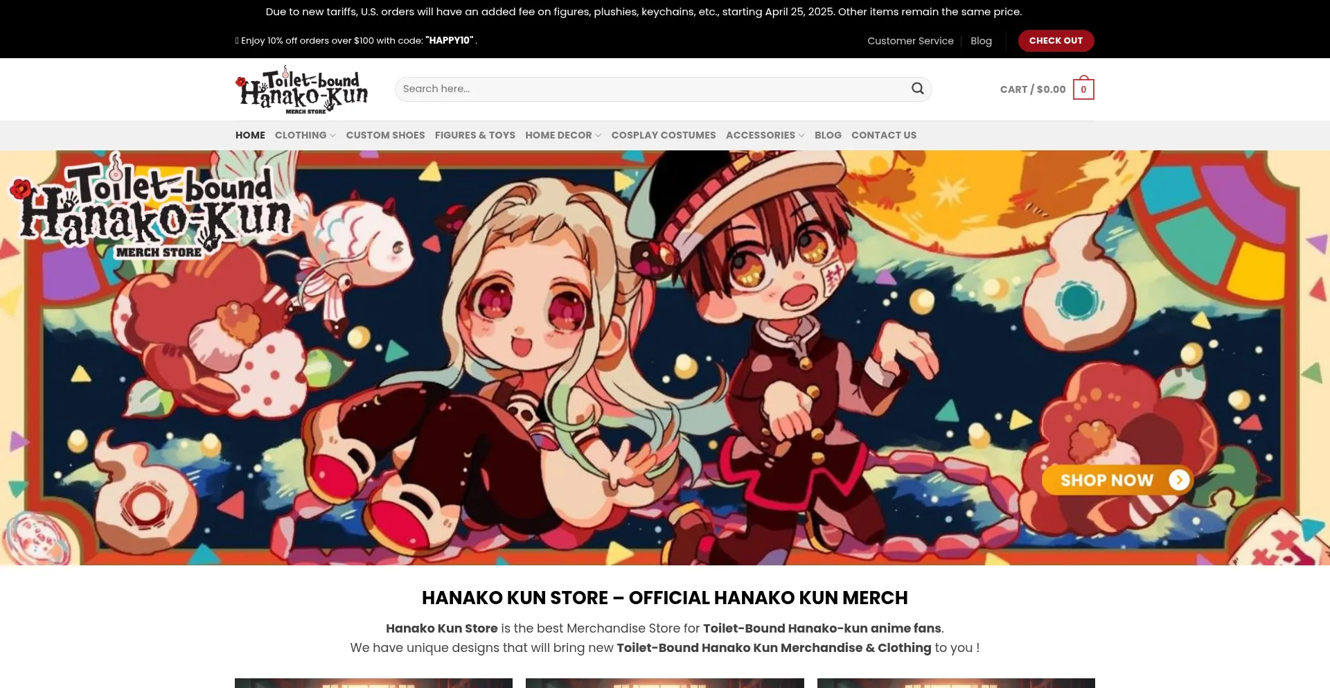 Website screenshot of Hanakokunstore.com