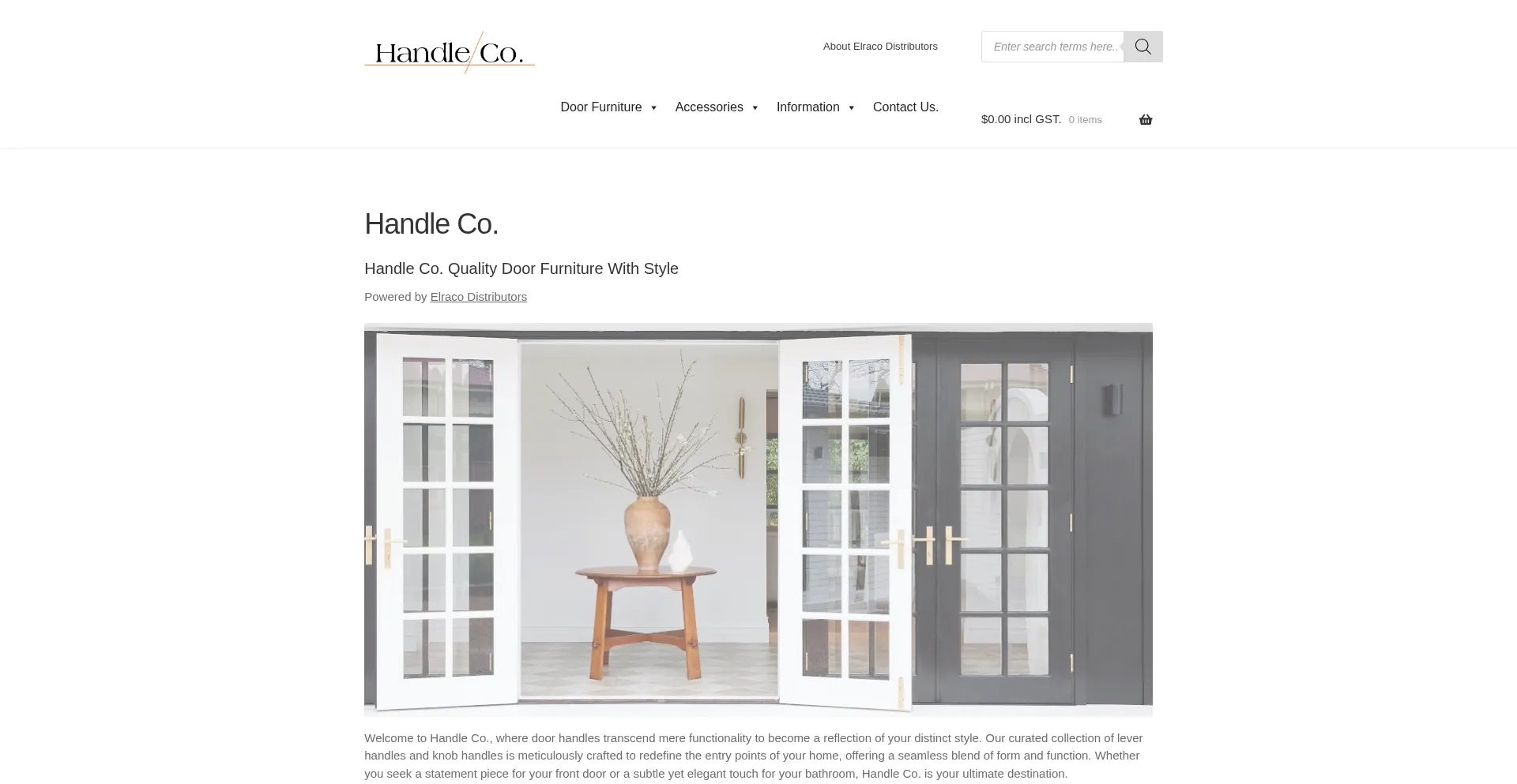 Website screenshot of Handleco.com.au