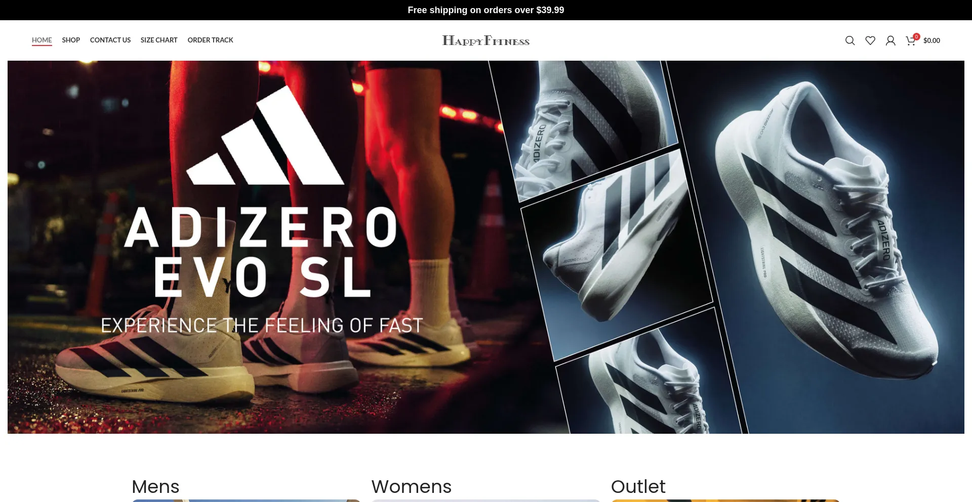 Website screenshot of Happyfitness.shop