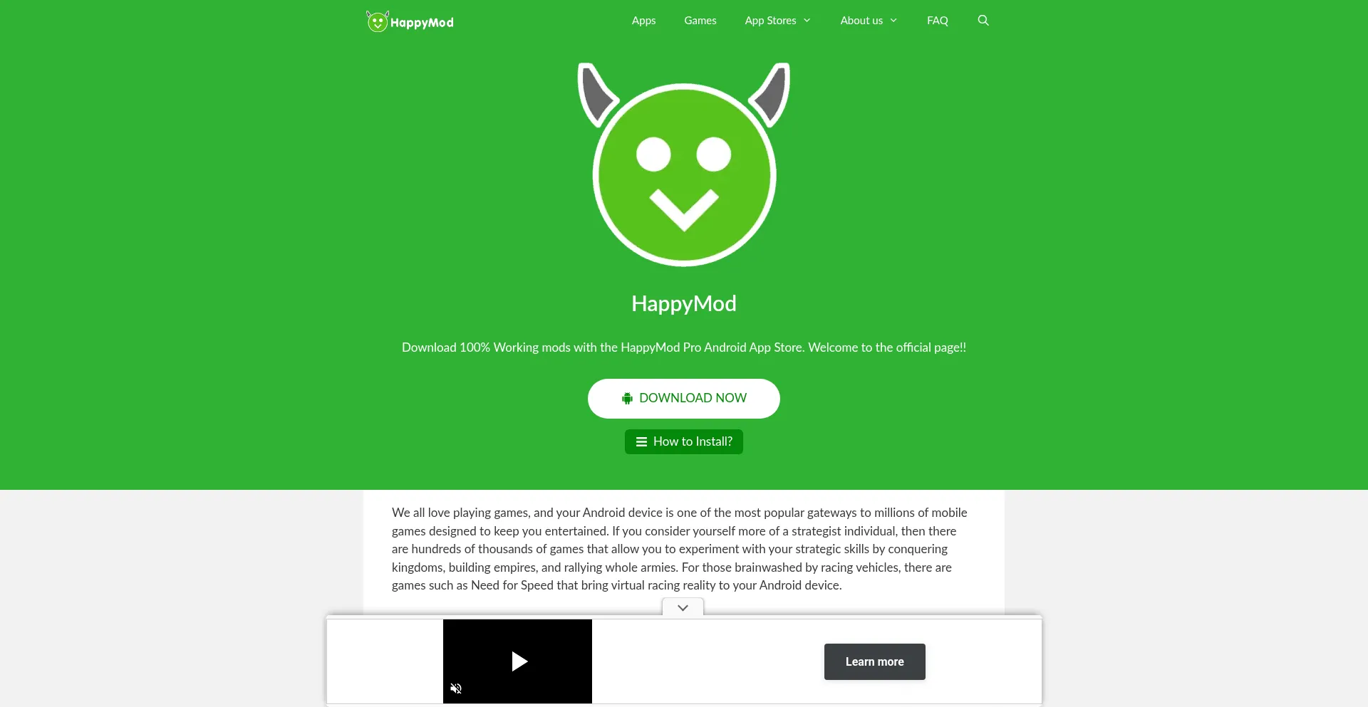 Website screenshot of Happymod.pro