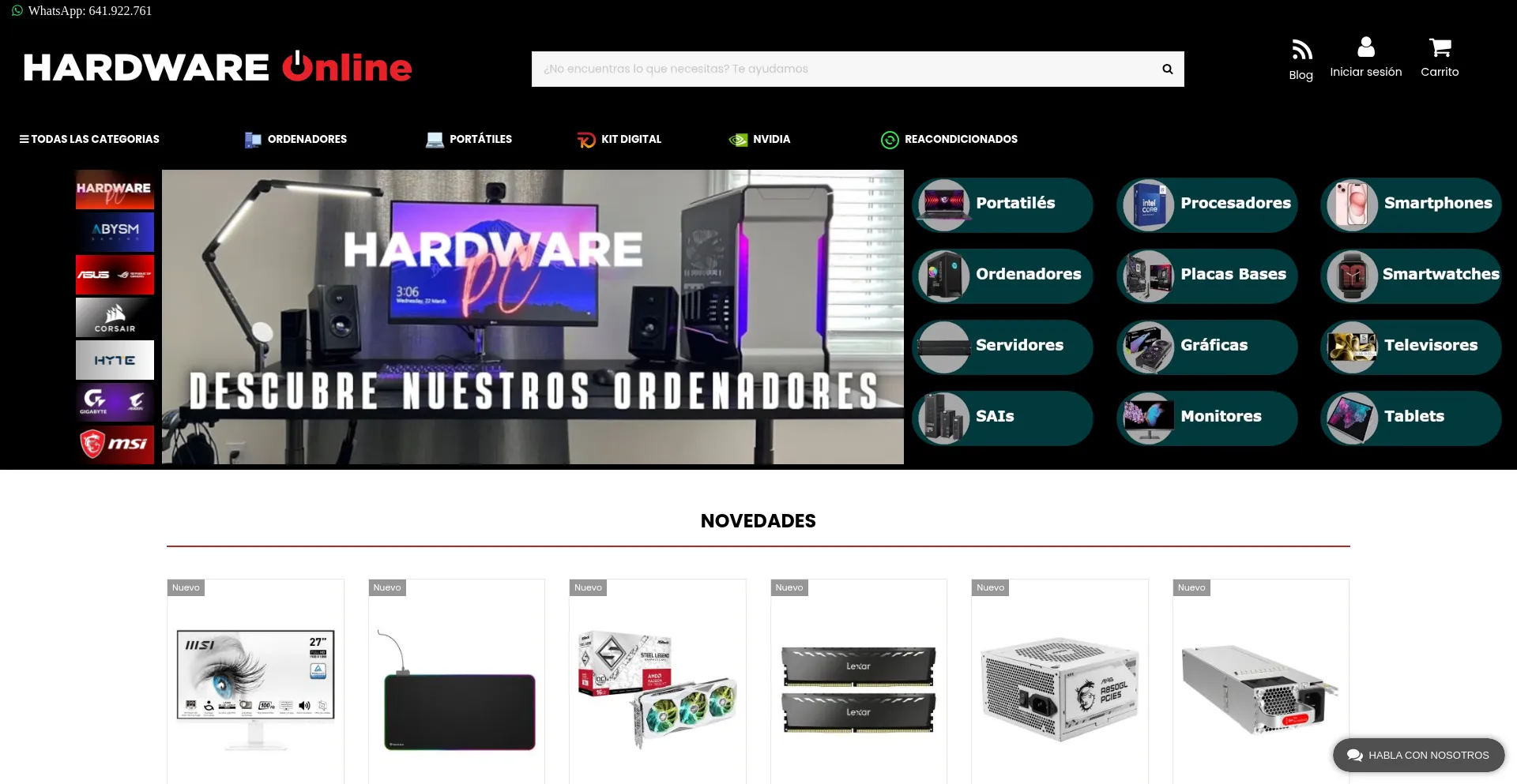 Website screenshot of Hardwareonline.com