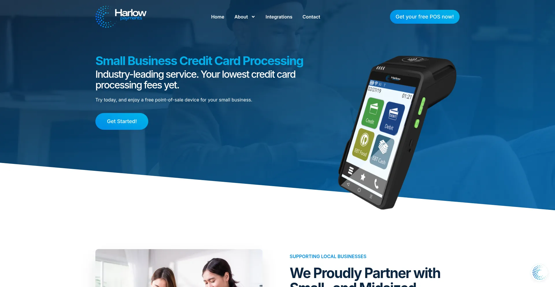 Website screenshot of Harlowpayments.com
