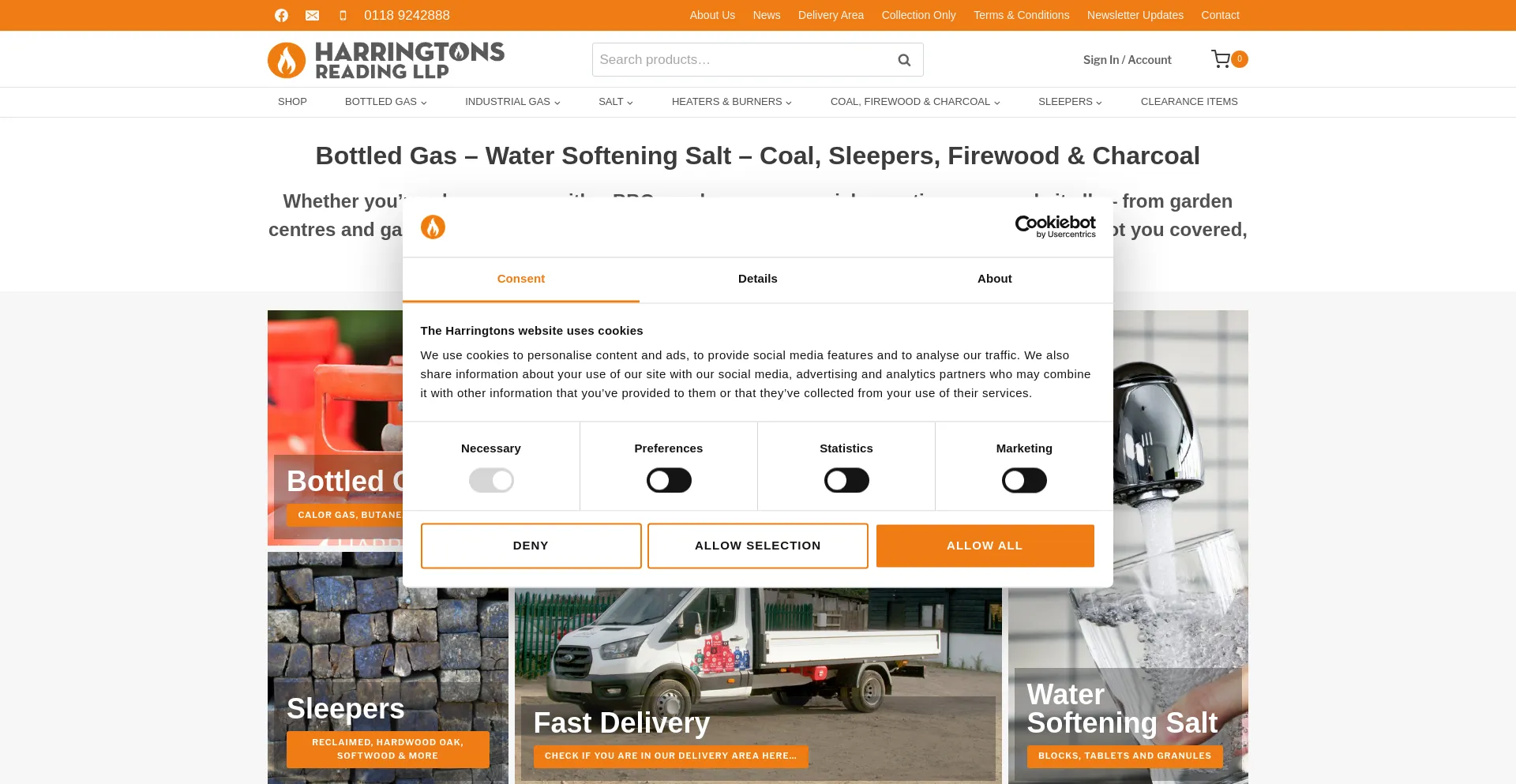 Website screenshot of Harringtonsreading.co.uk