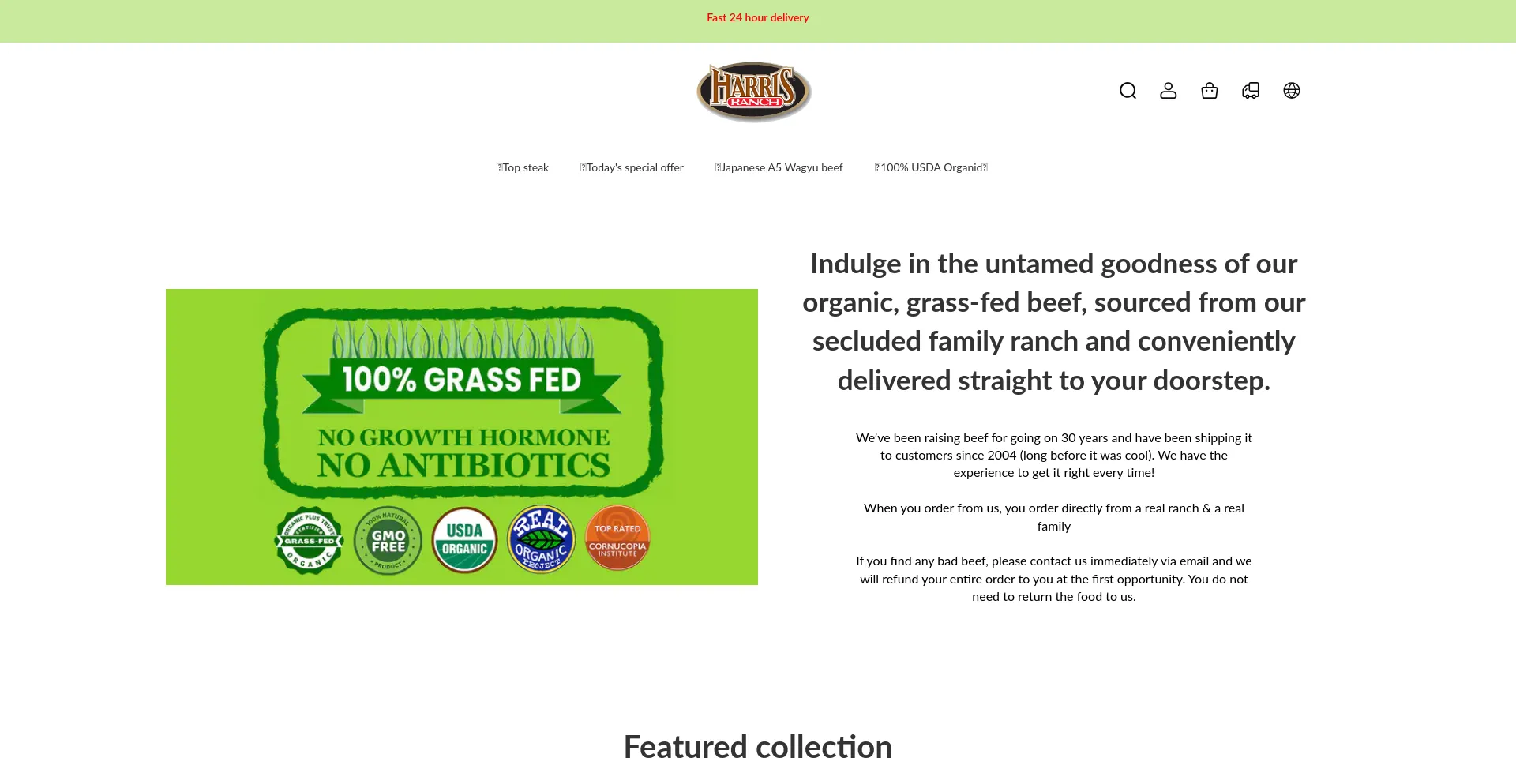 Website screenshot of Harrisbeefranchsales.com