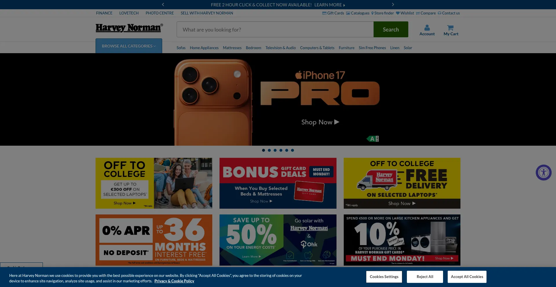Harveynorman.ie Screenshot