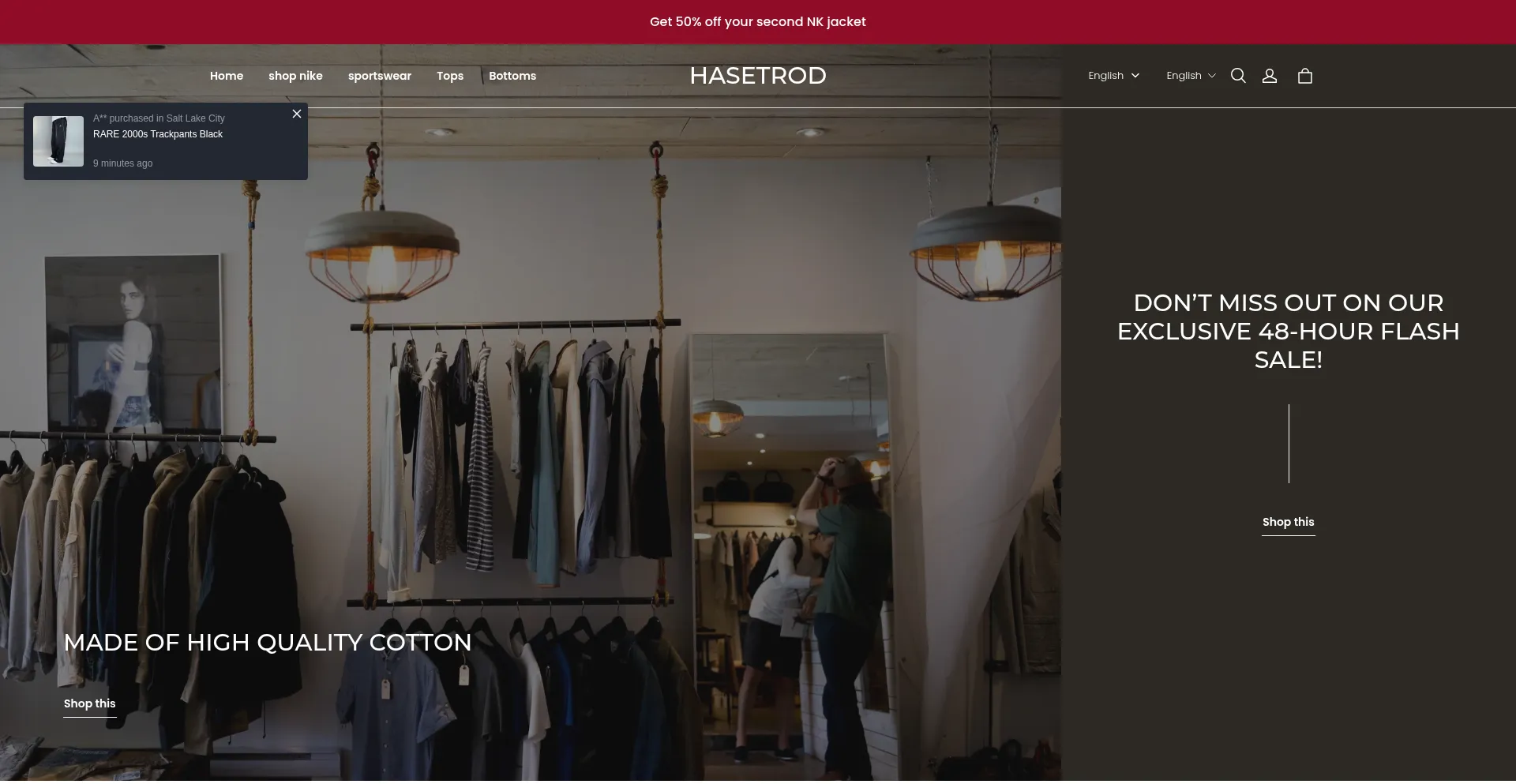 Website screenshot of Hasetrod.com