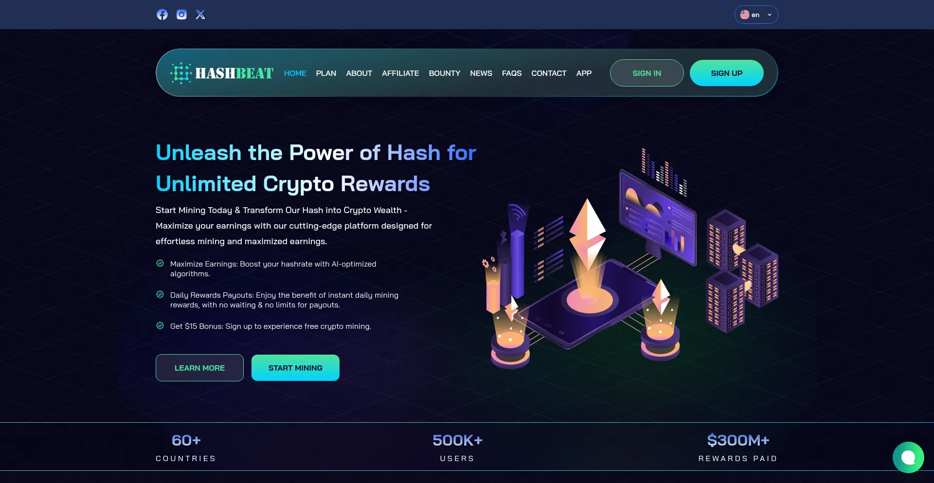 Website screenshot of Hashbeat.com