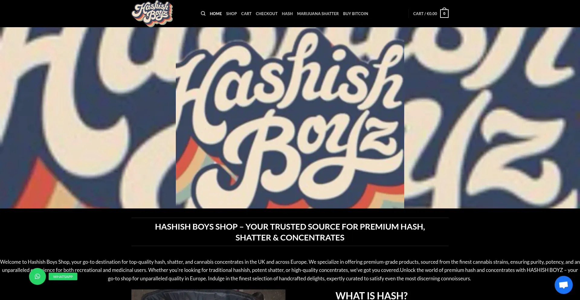 Website screenshot of Hashishboysshop.com