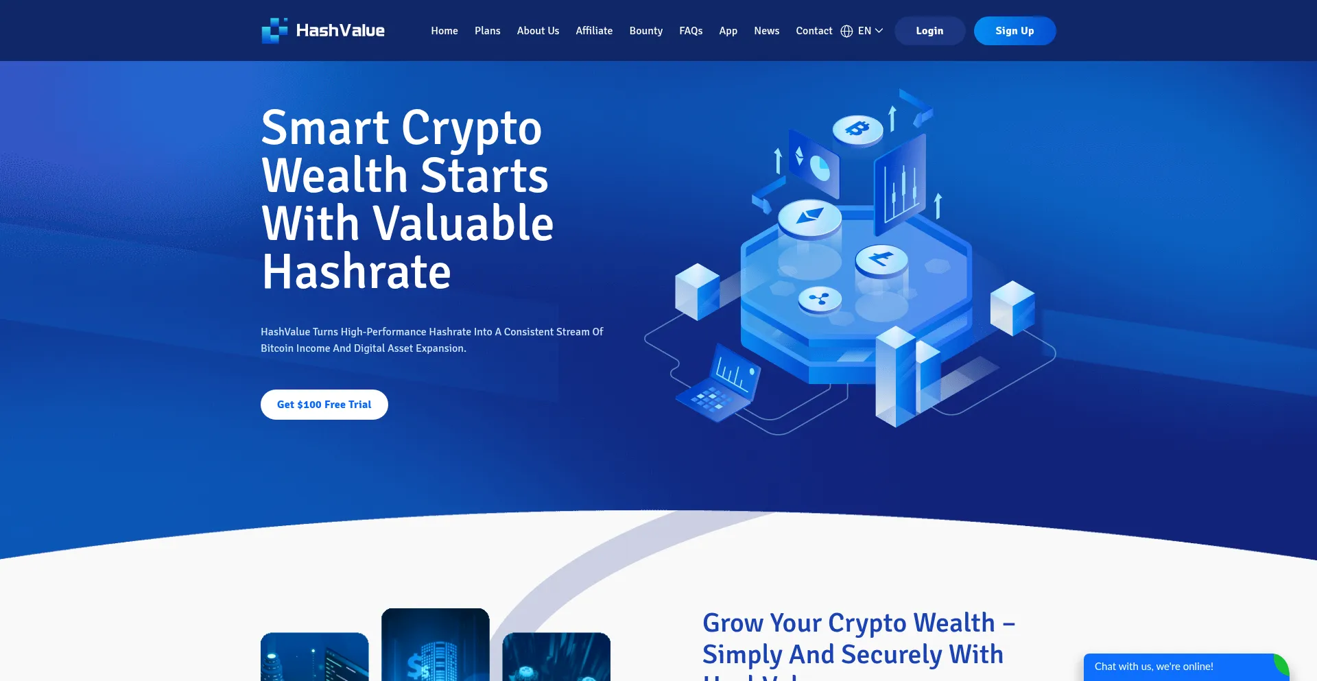 Website screenshot of Hashvalue.com