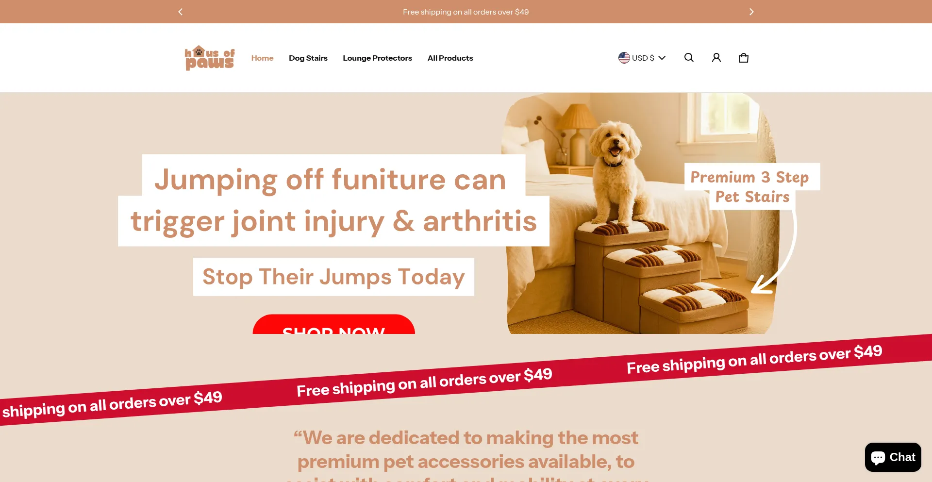 Website screenshot of Hausofpaws.com.au