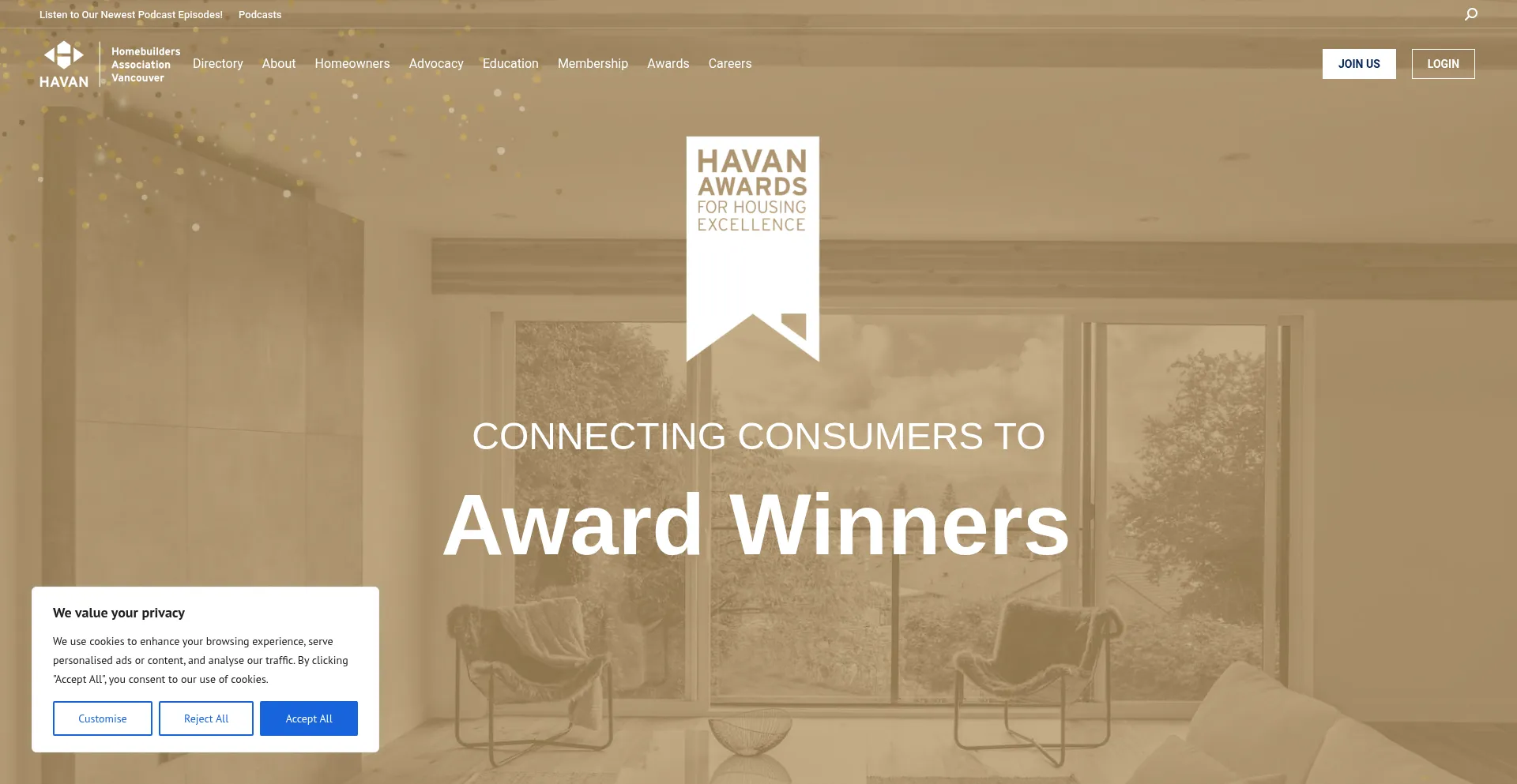 Website screenshot of Havan.ca