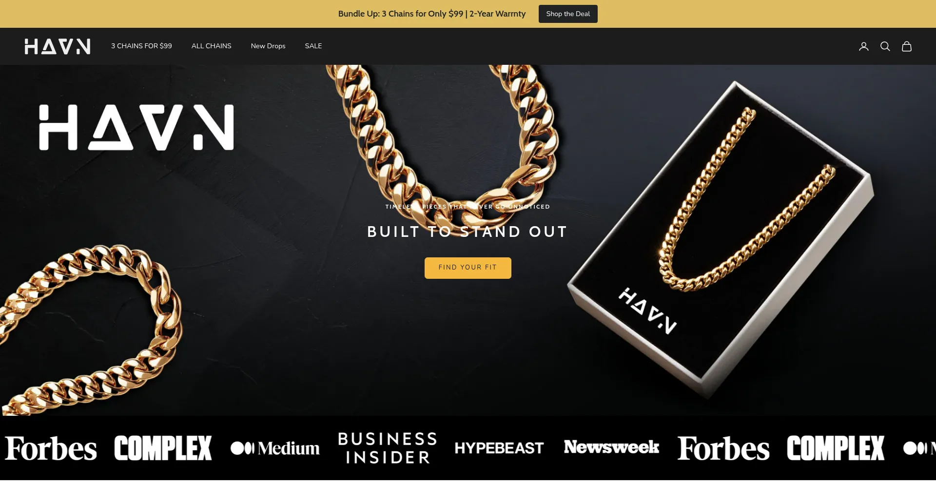 Website screenshot of Havnjewelry.com