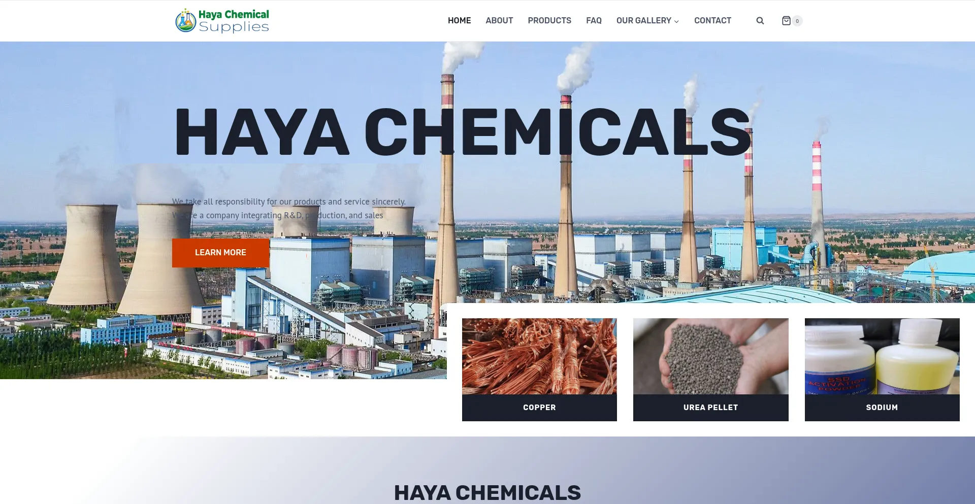 Website screenshot of Hayachemicalsupplies.com