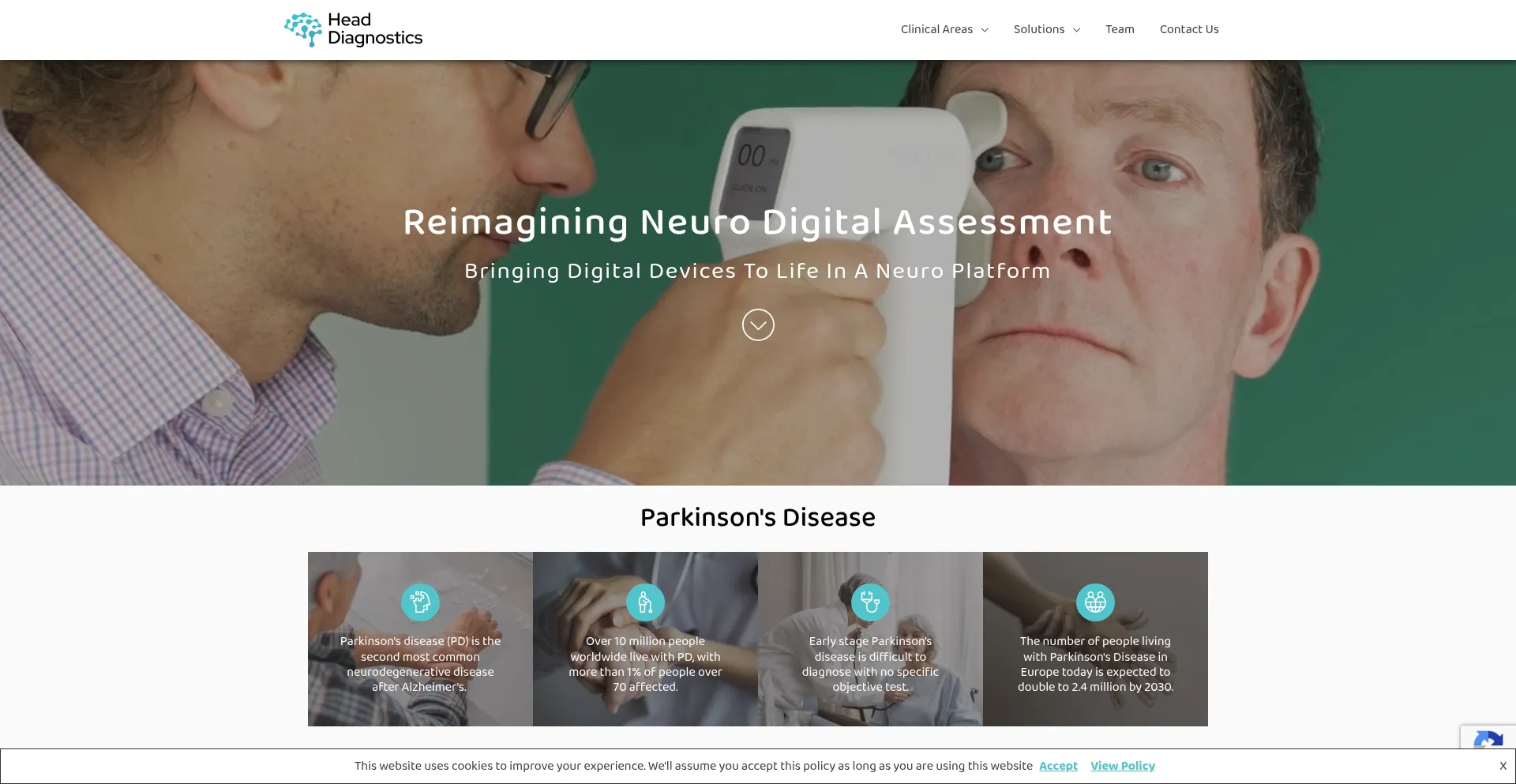 Website screenshot of Headdiagnostics.com