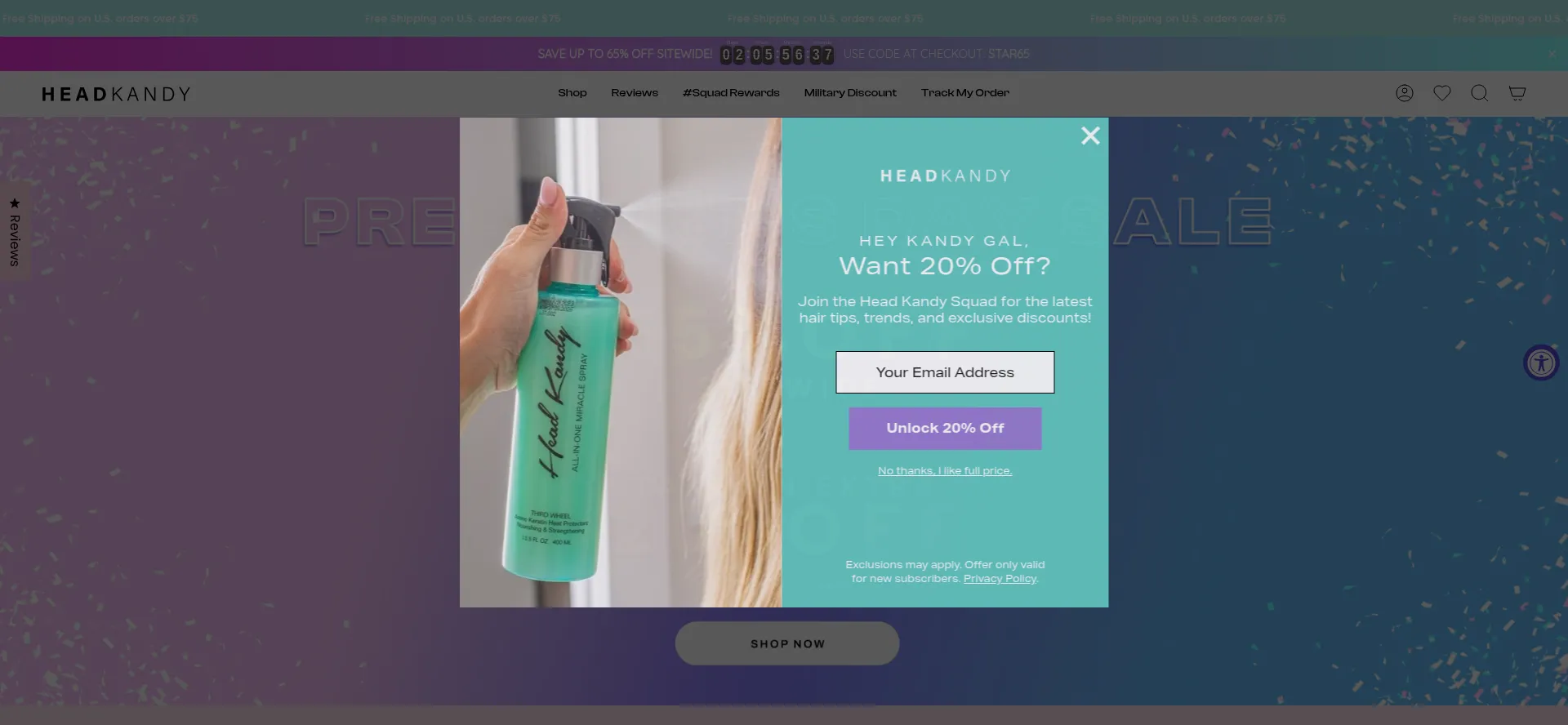 Website screenshot of Headkandypro.com
