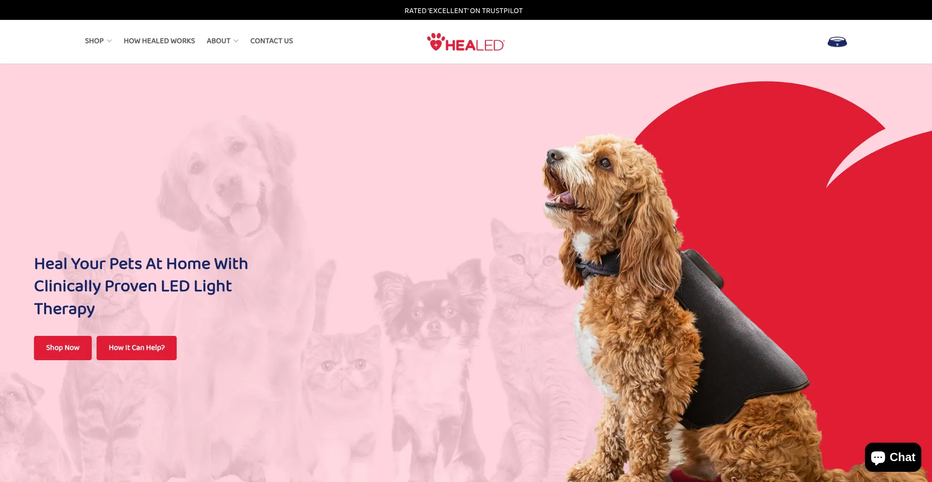 Website screenshot of Healedpets.co.uk