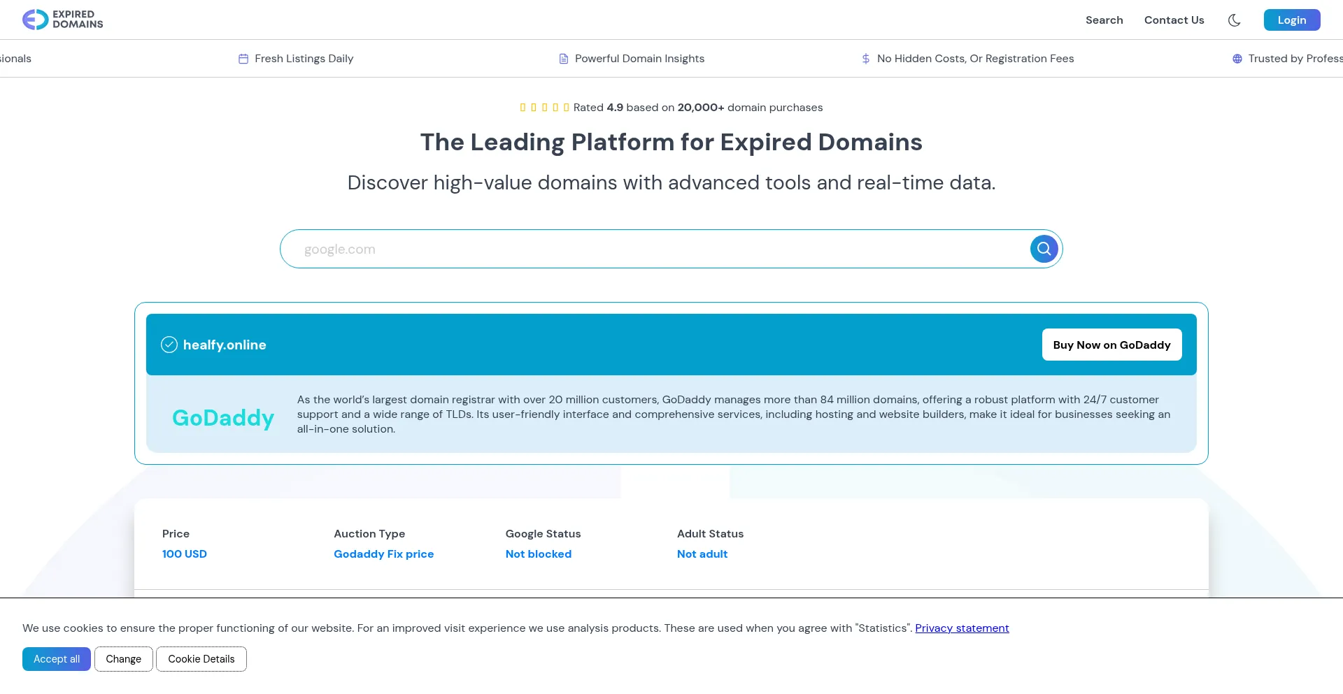 Website screenshot of Healfy.online