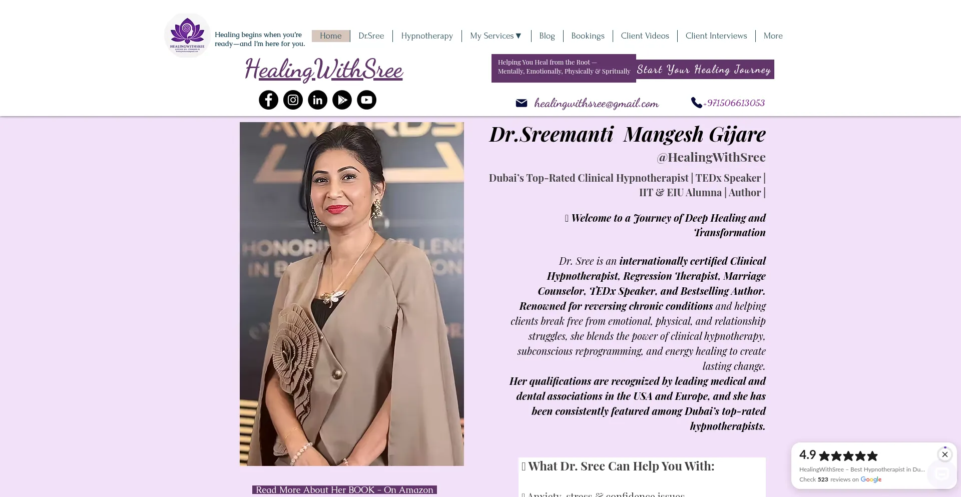 Healingwithsree.com Screenshot