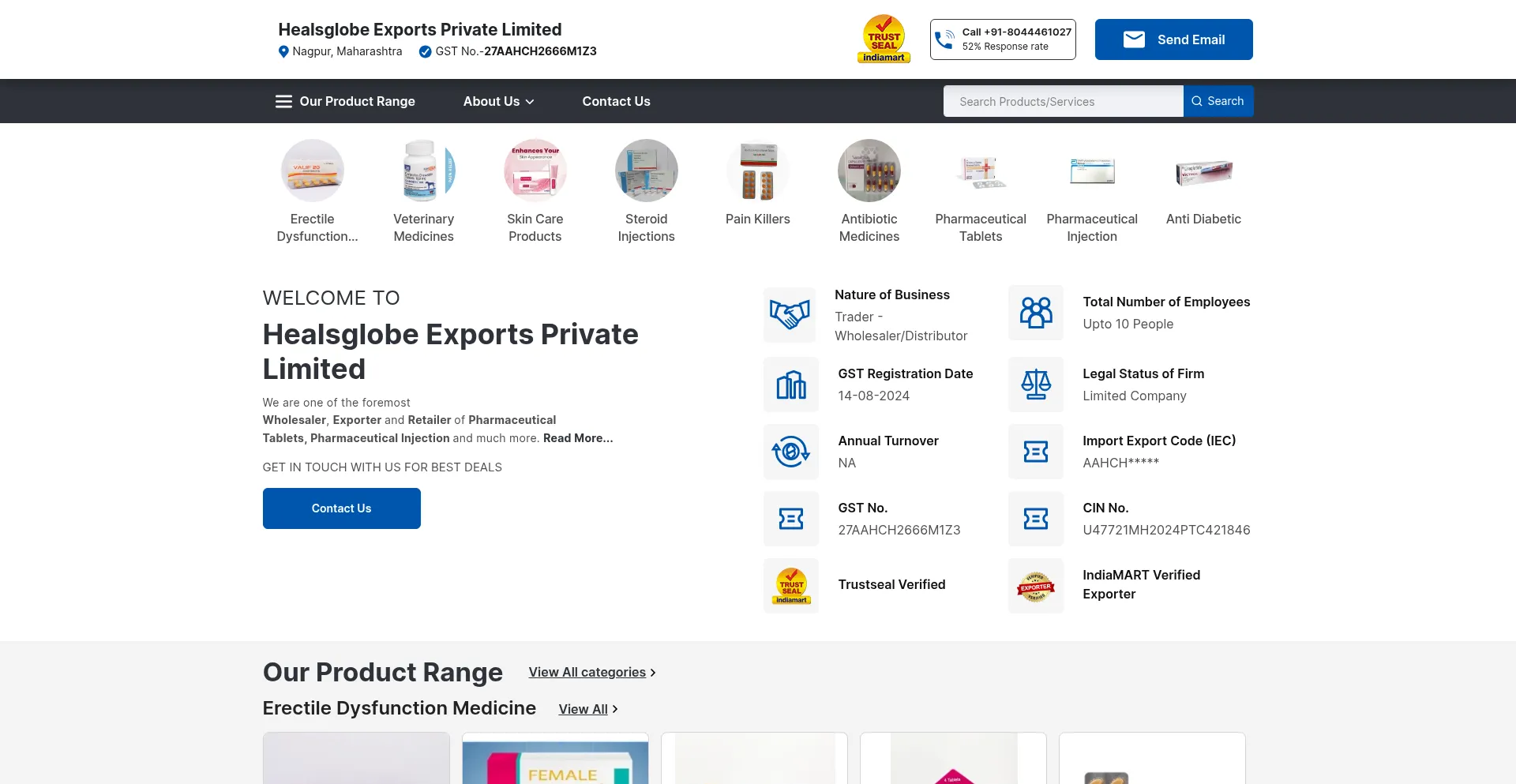 Website screenshot of Healsglobe.in