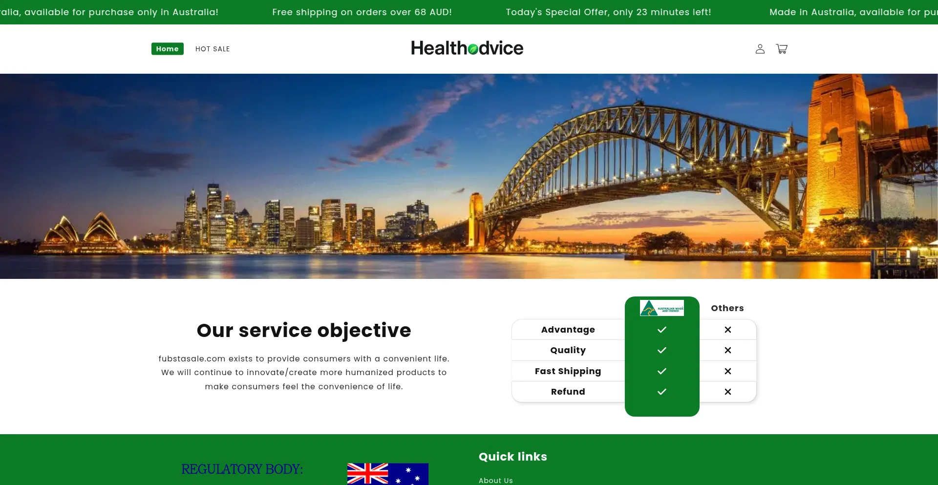 Website screenshot of Healthadvice.shop