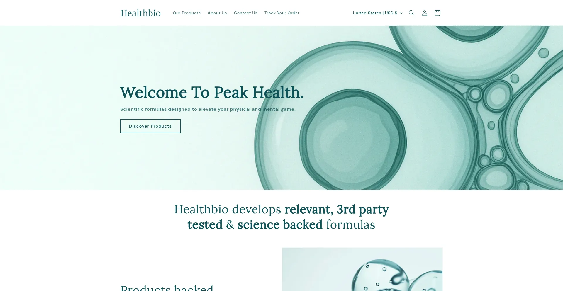 Website screenshot of Healthbio.co