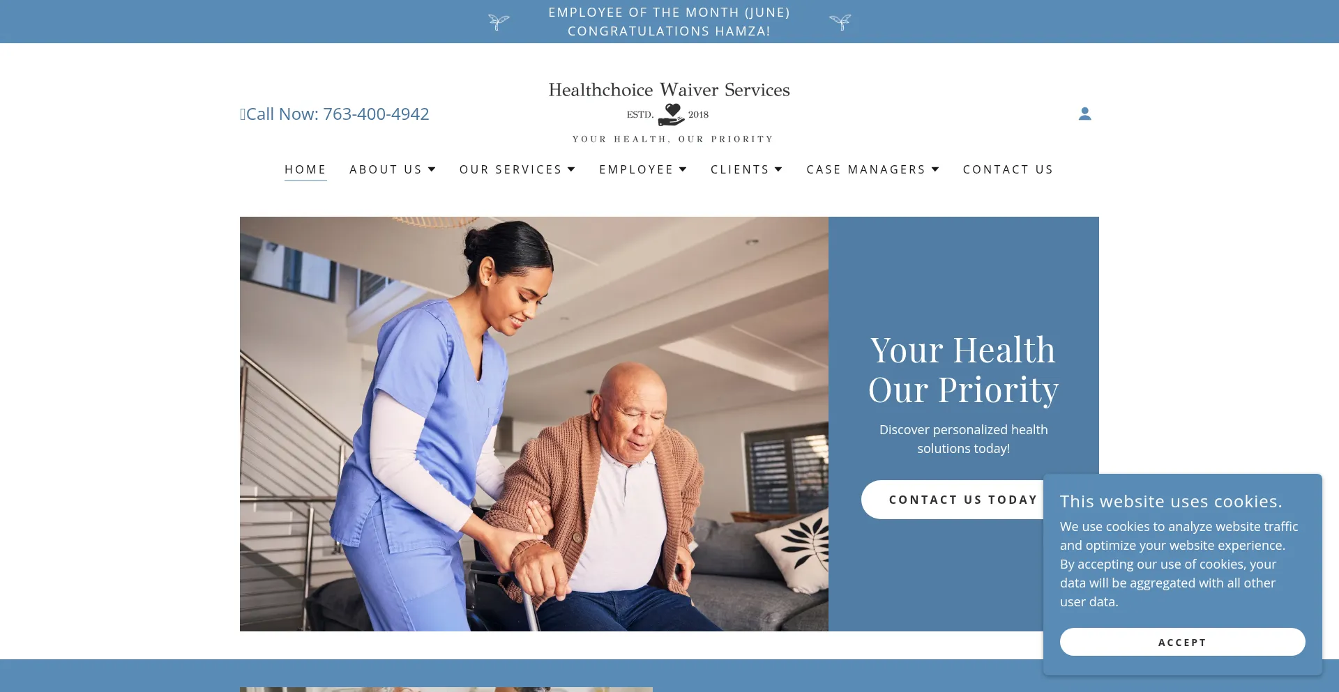 Website screenshot of Healthchoicewaiver.com