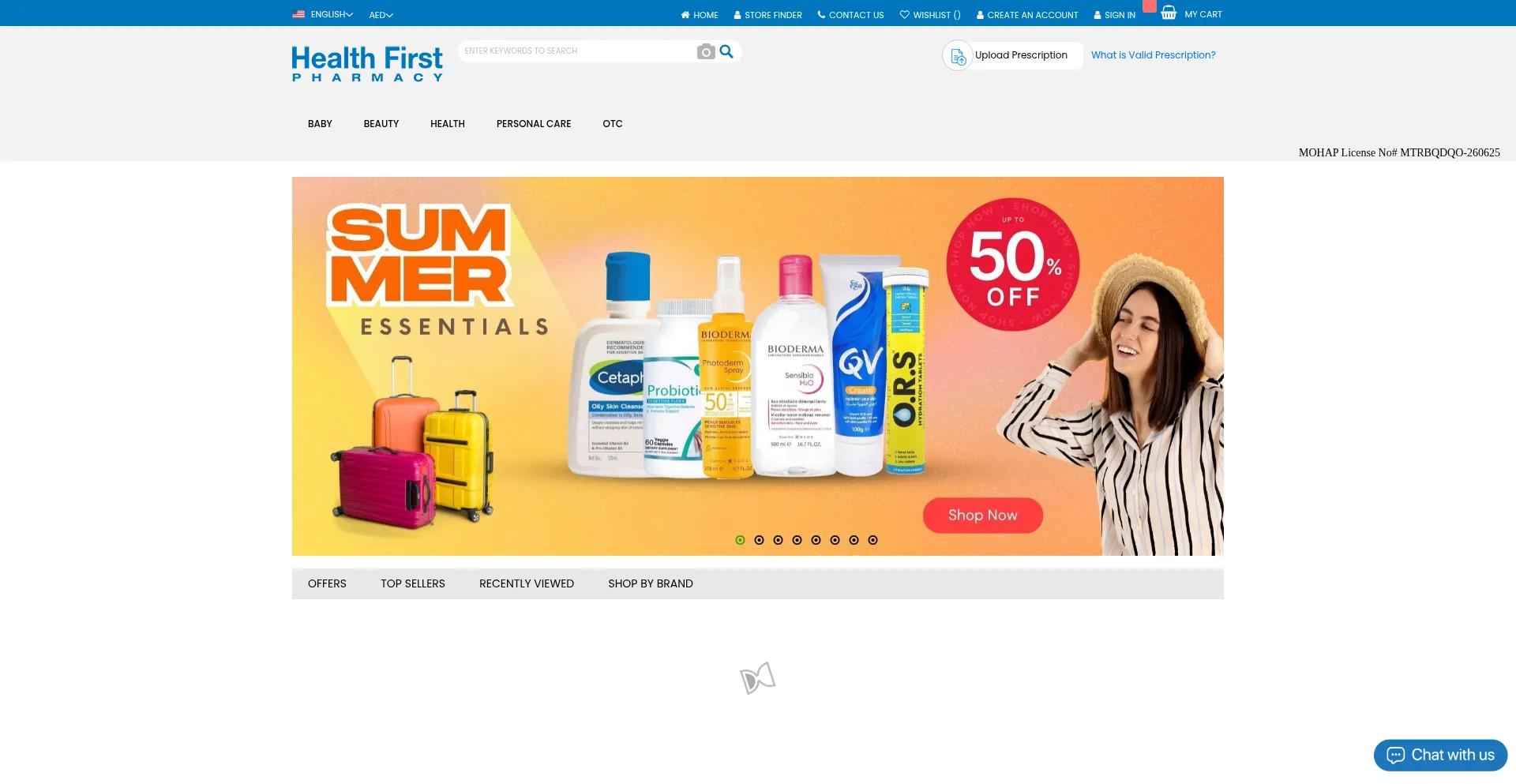 Website screenshot of Healthfirst.ae