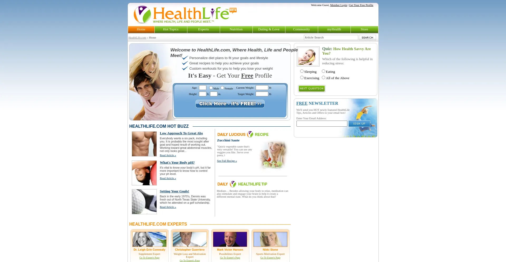 Website screenshot of Healthlife.com