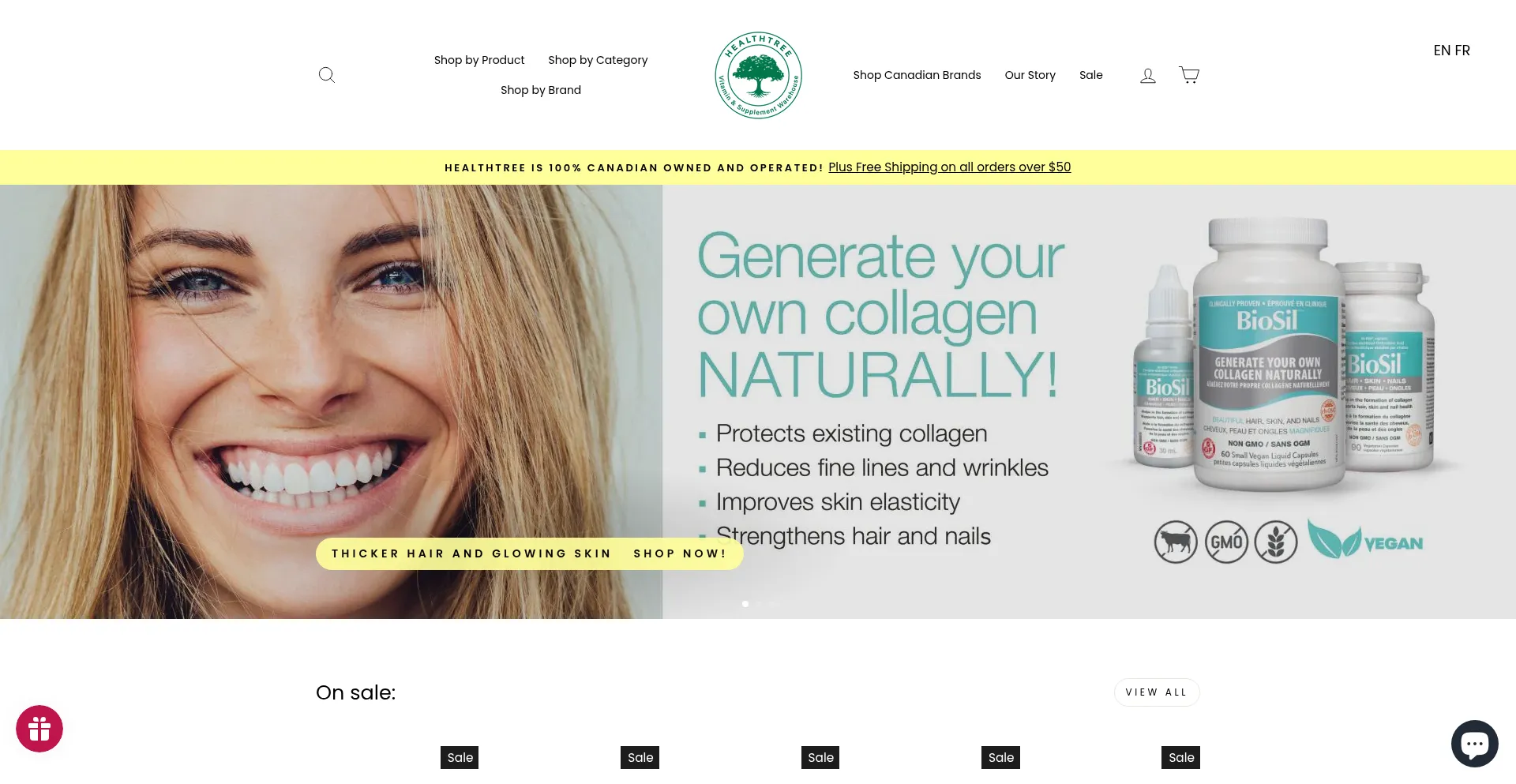 Website screenshot of Healthtree.ca