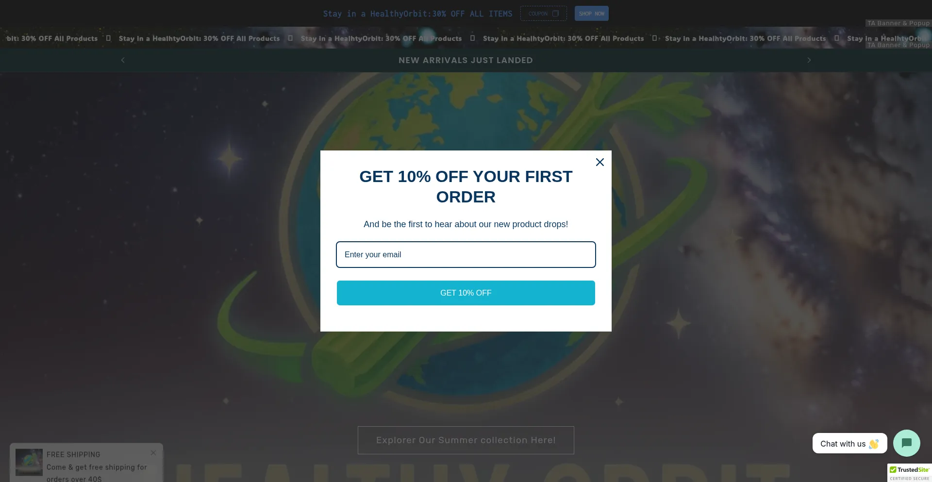 Website screenshot of Healthyorbitshoplify.com