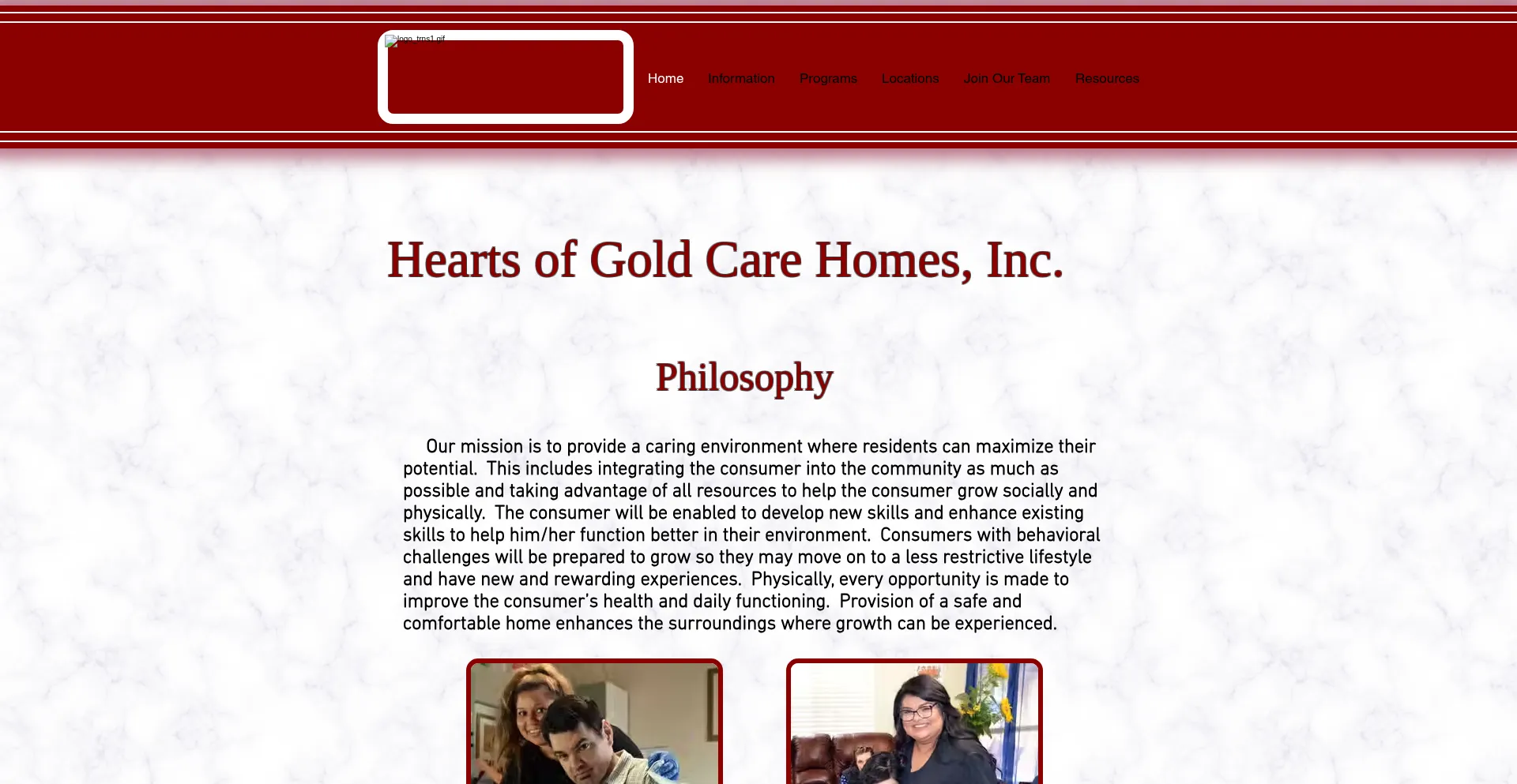 Website screenshot of Heartsofgoldcarehomesinc.com