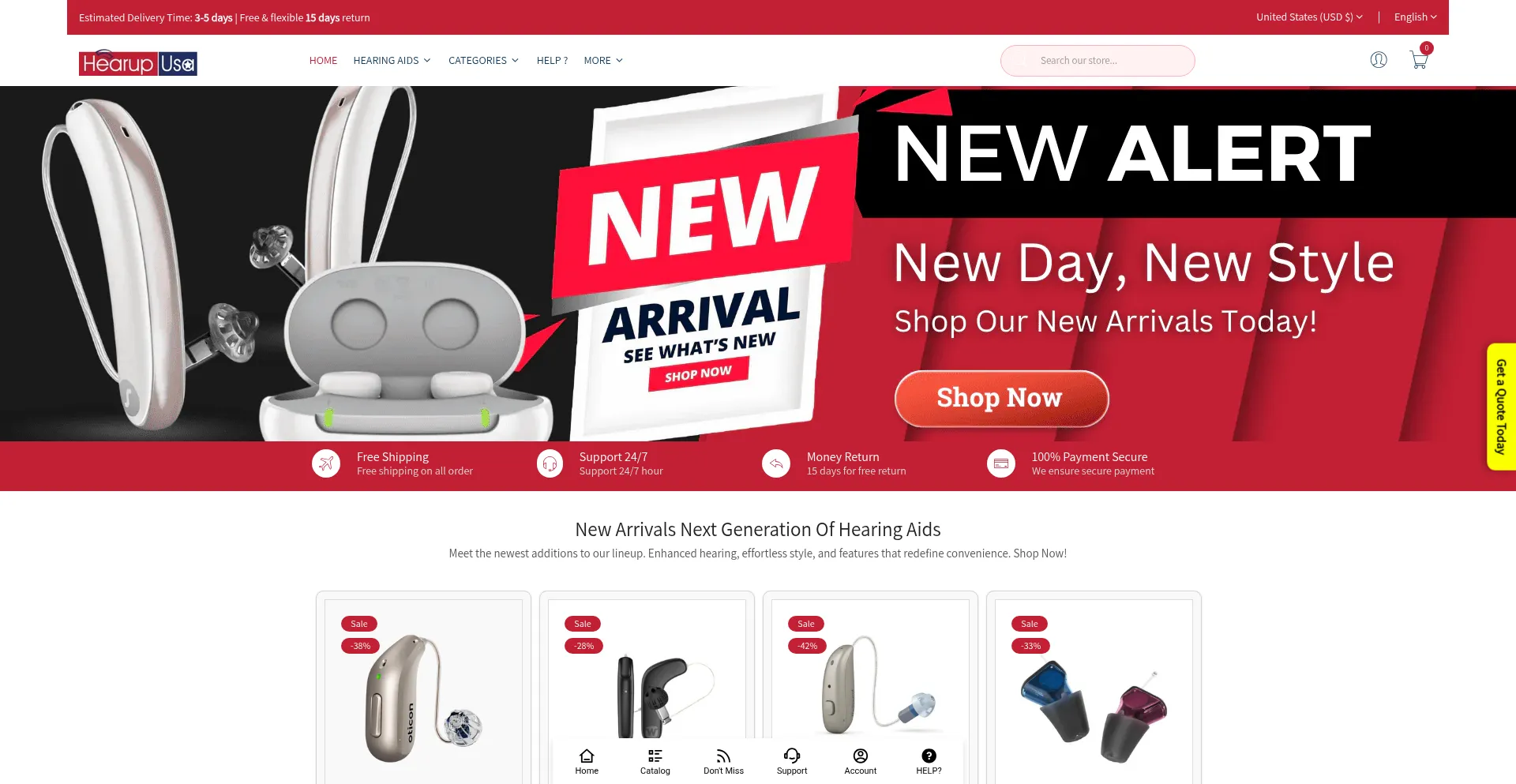 Website screenshot of Hearupusa.com