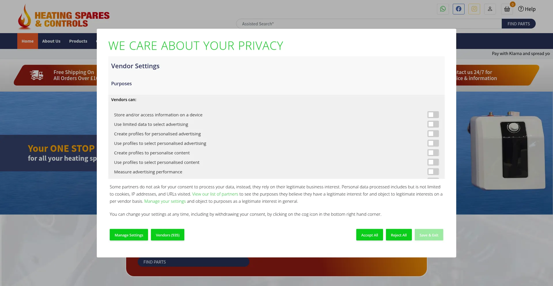 Heatingsparesandcontrols.co.uk Screenshot
