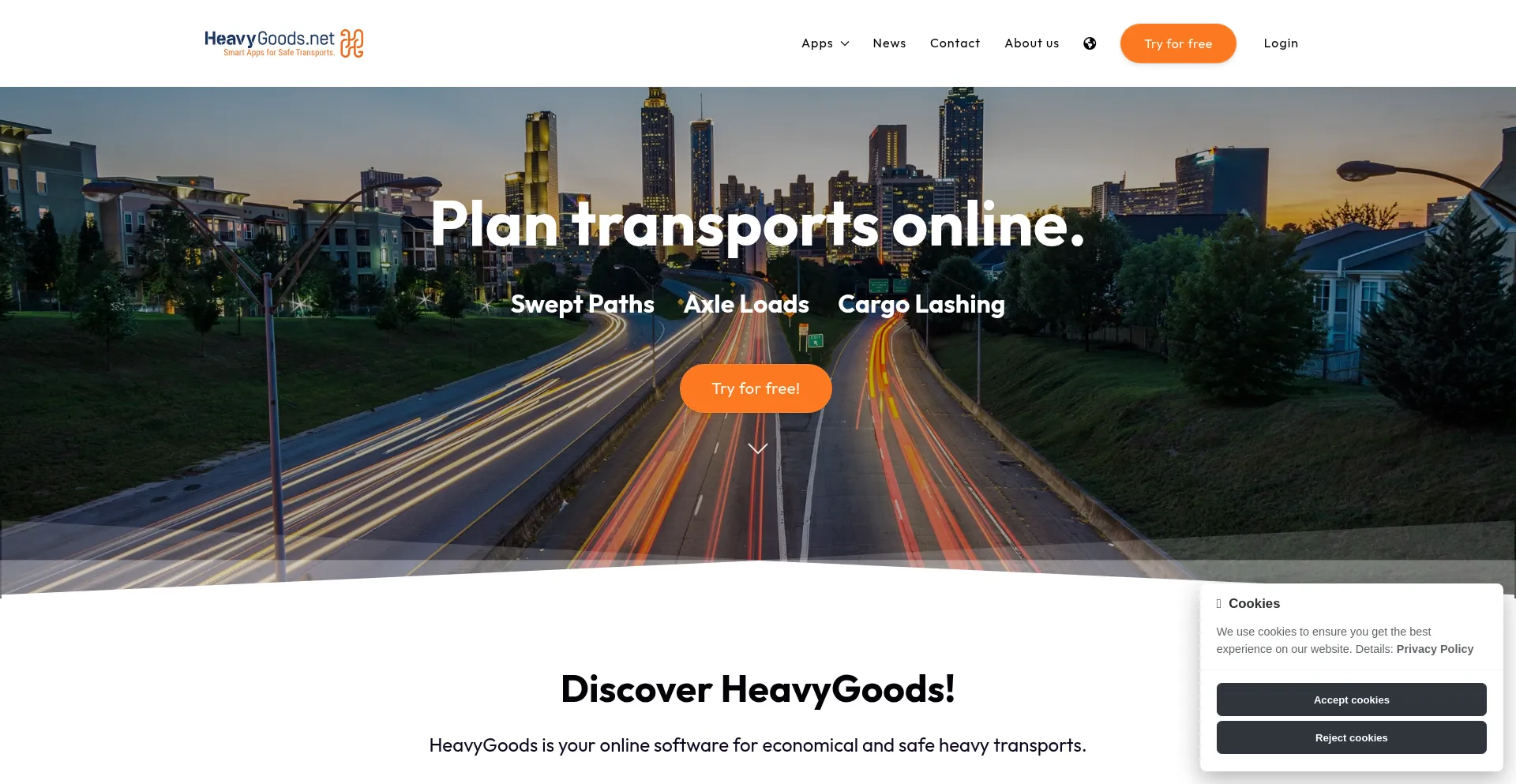 Website screenshot of Heavygoods.net